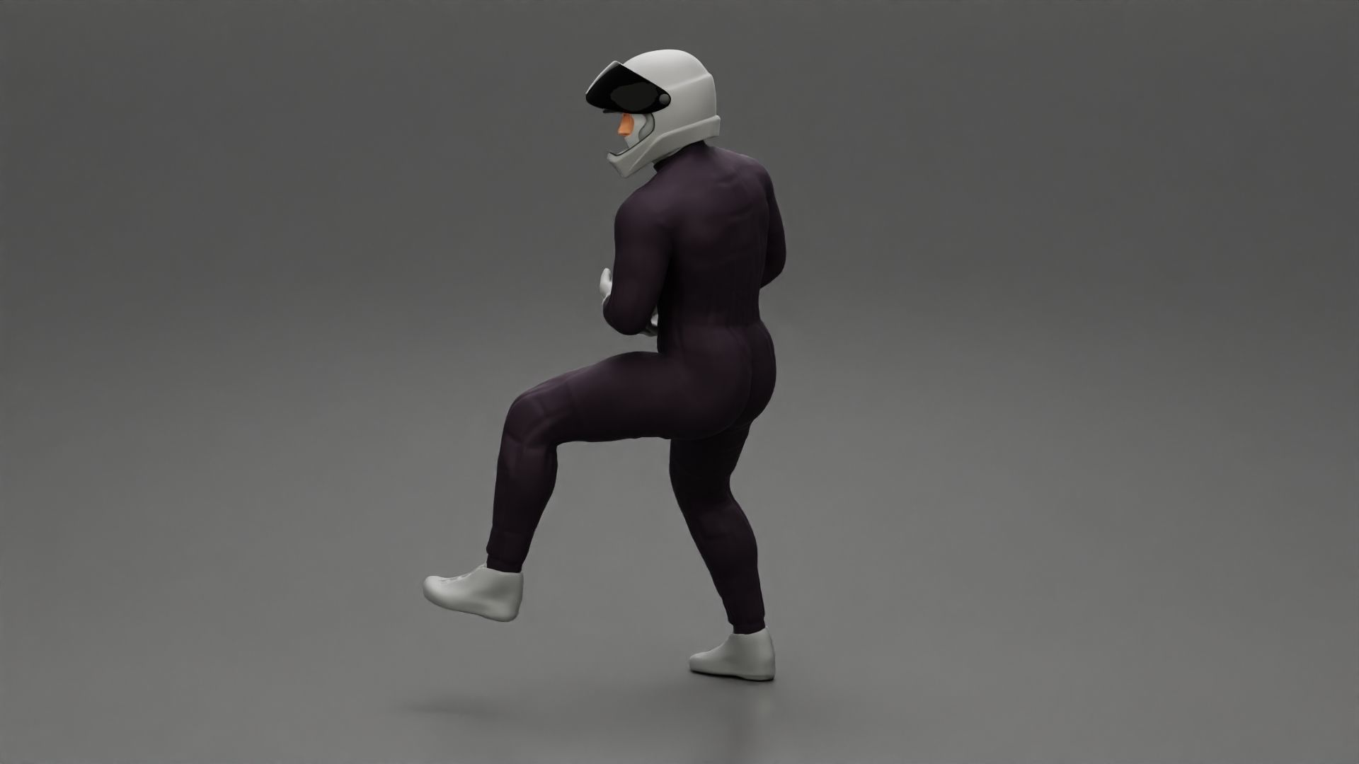 Biker man in helmet on a motorcycle stopped 3D print model_4