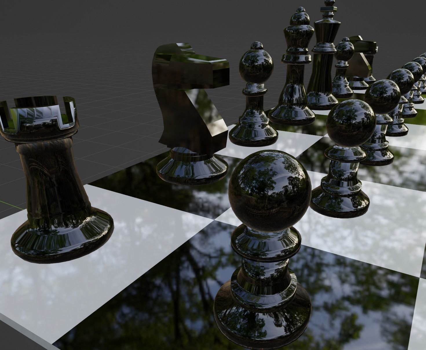 Metallic Chess Set Low-poly 3D model_4