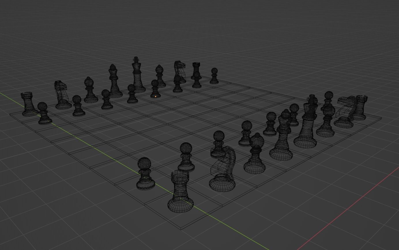 Metallic Chess Set Low-poly 3D model_2