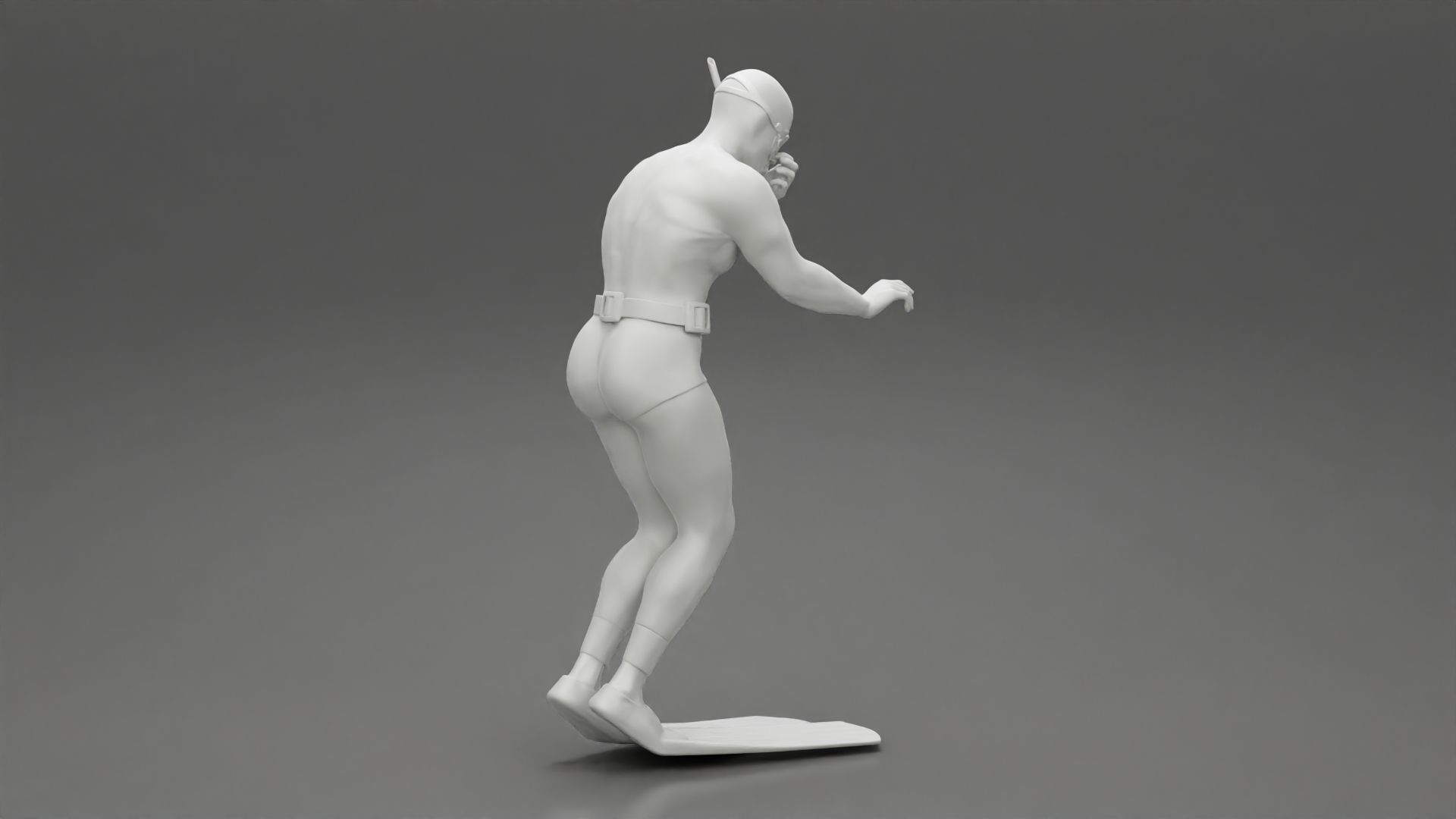 Scuba diver jumping from the boat in water 3D print model_9