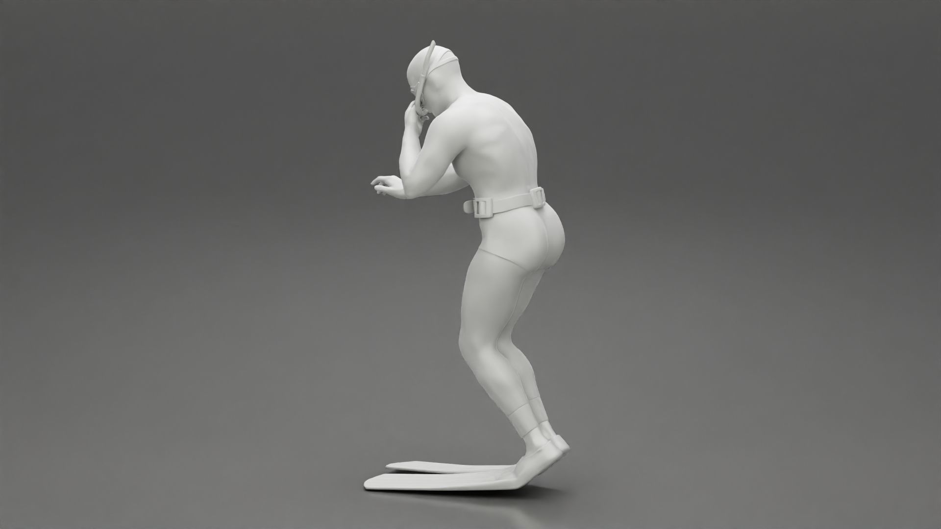 Scuba diver jumping from the boat in water 3D print model_11
