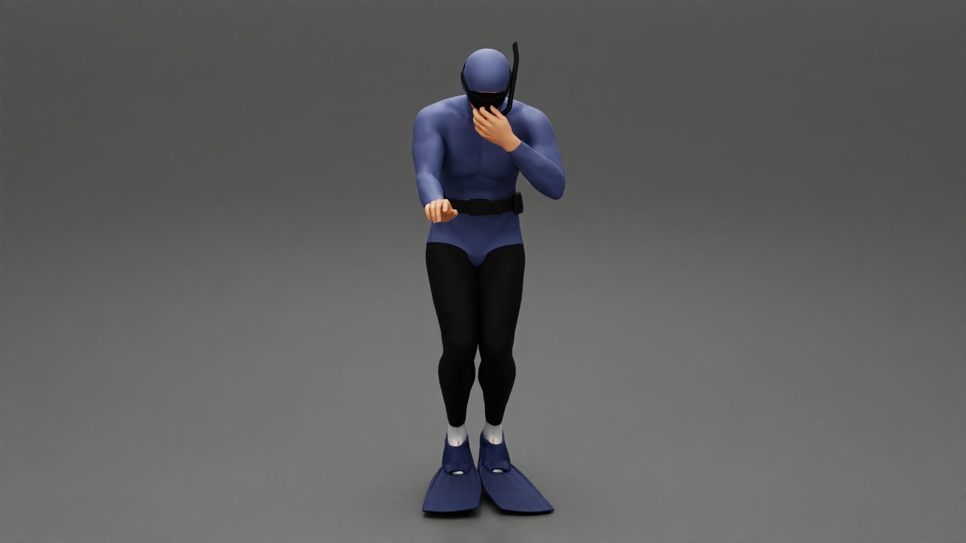 Scuba diver jumping from the boat in water 3D print model_1