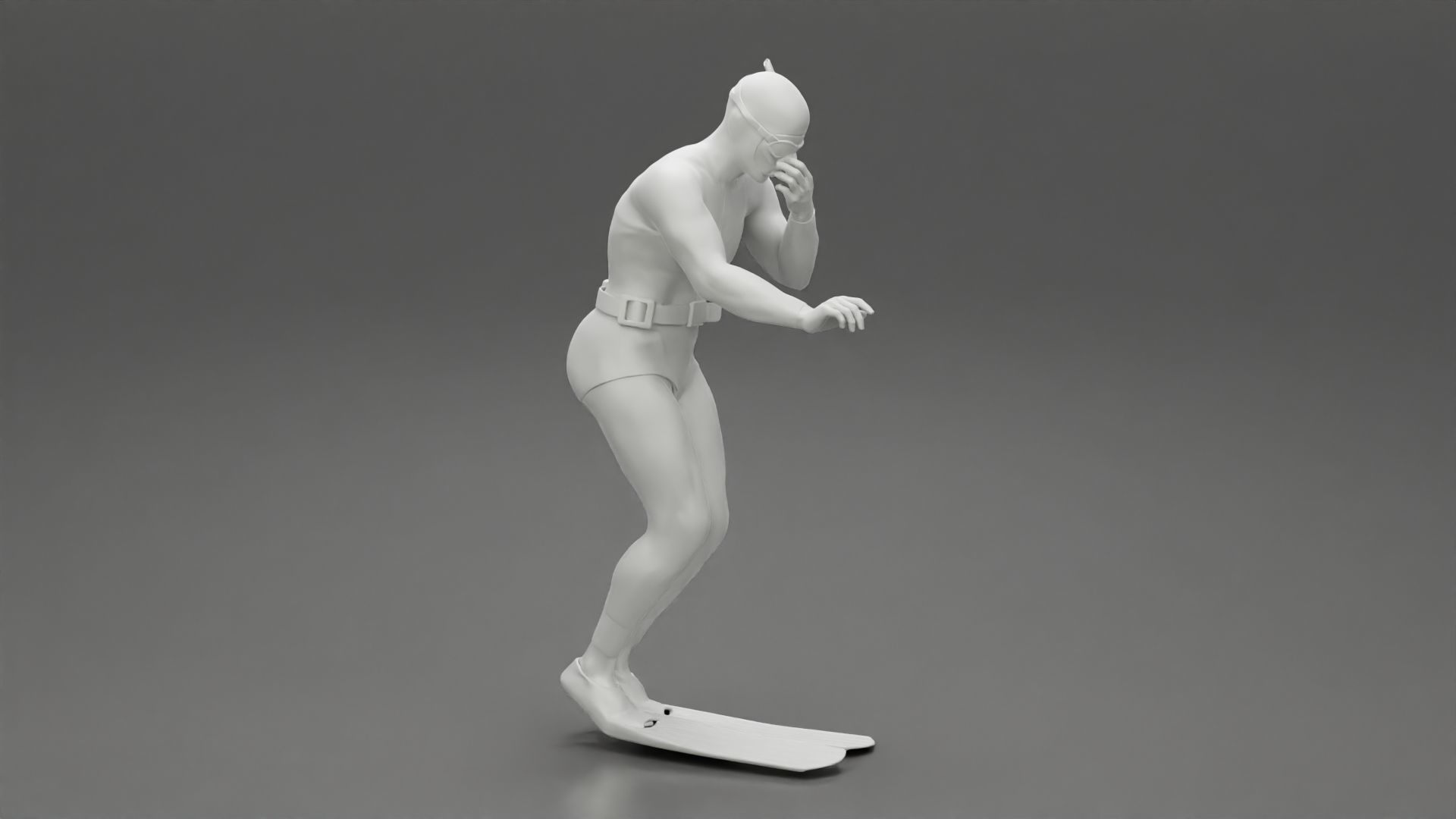 Scuba diver jumping from the boat in water 3D print model_8
