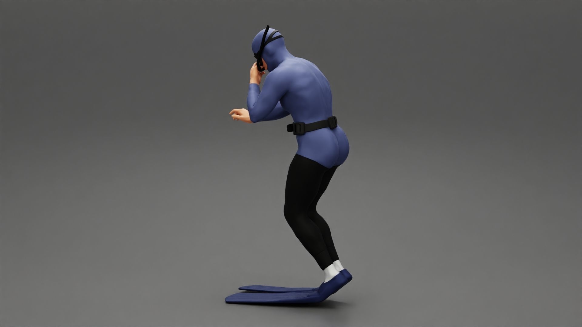 Scuba diver jumping from the boat in water 3D print model_5