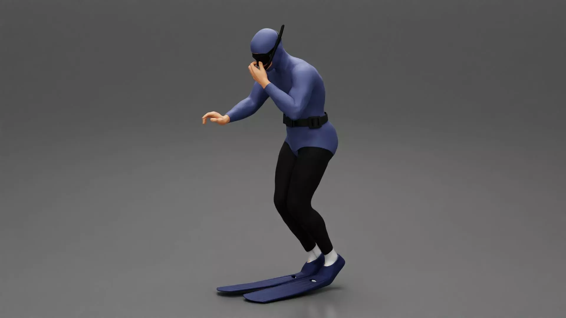 Scuba diver jumping from the boat in water 3D print model_0