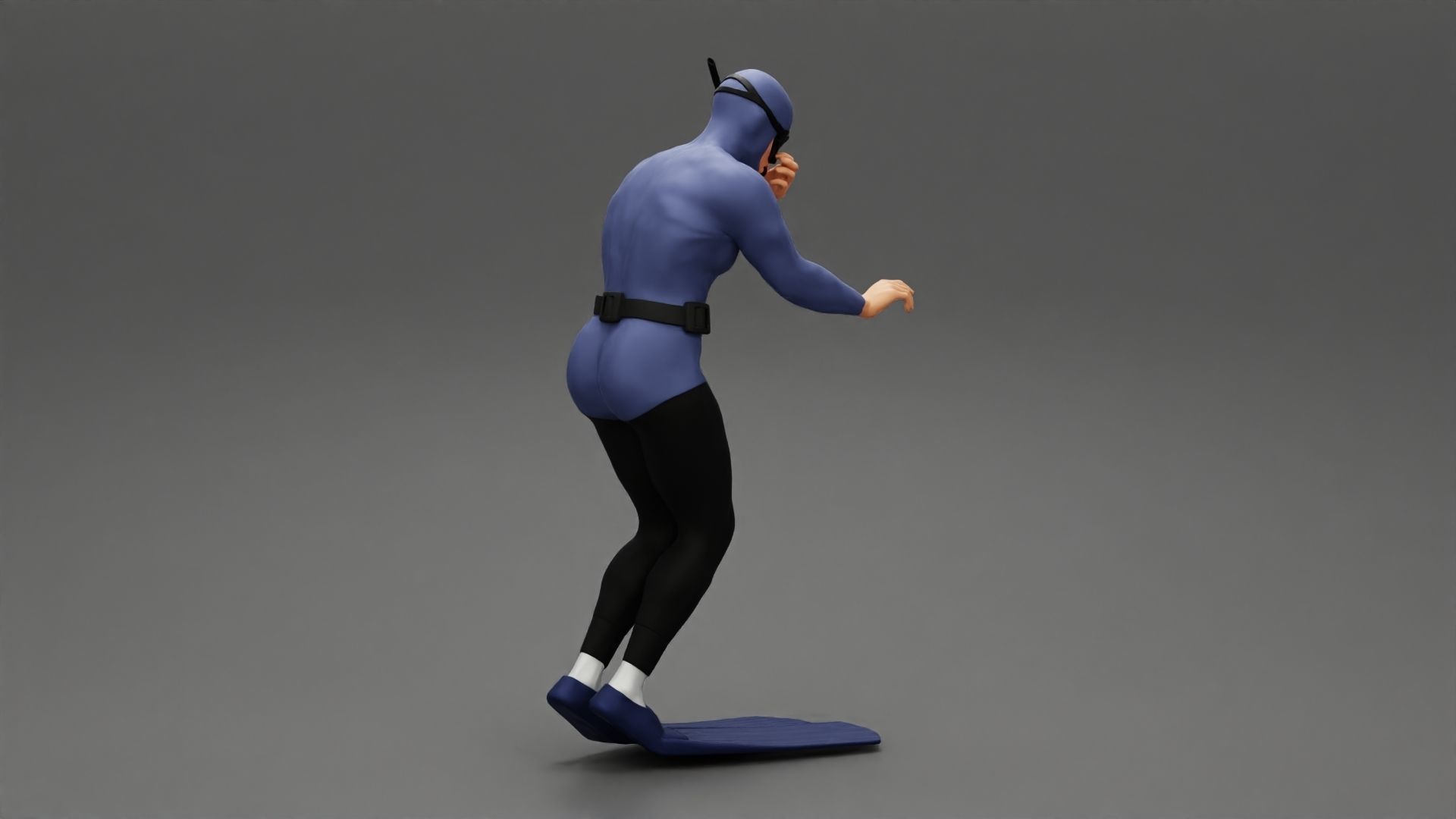 Scuba diver jumping from the boat in water 3D print model_3