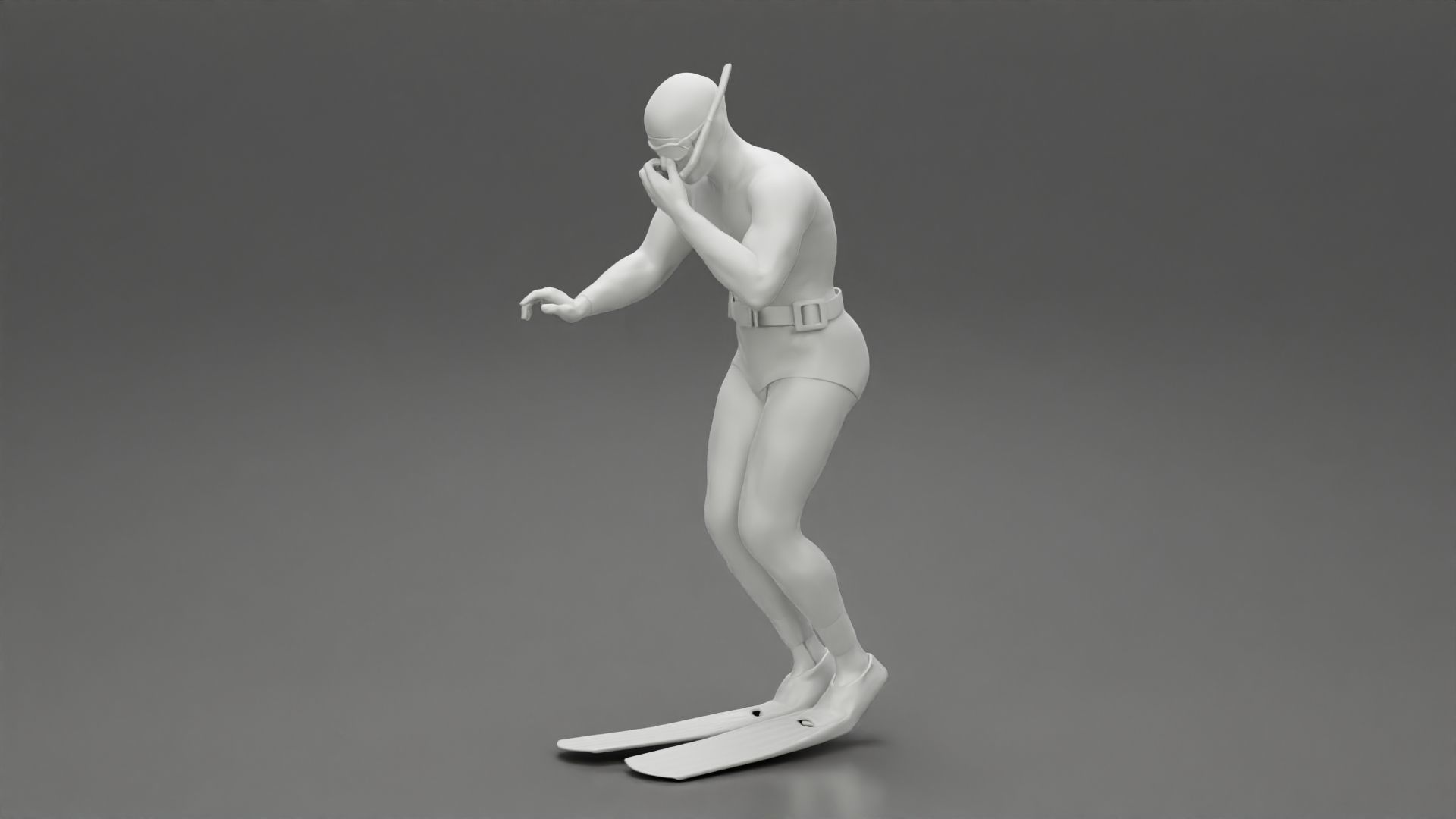 Scuba diver jumping from the boat in water 3D print model_6