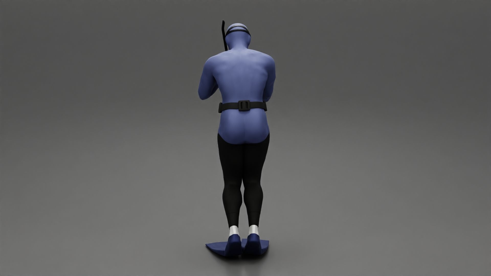 Scuba diver jumping from the boat in water 3D print model_4