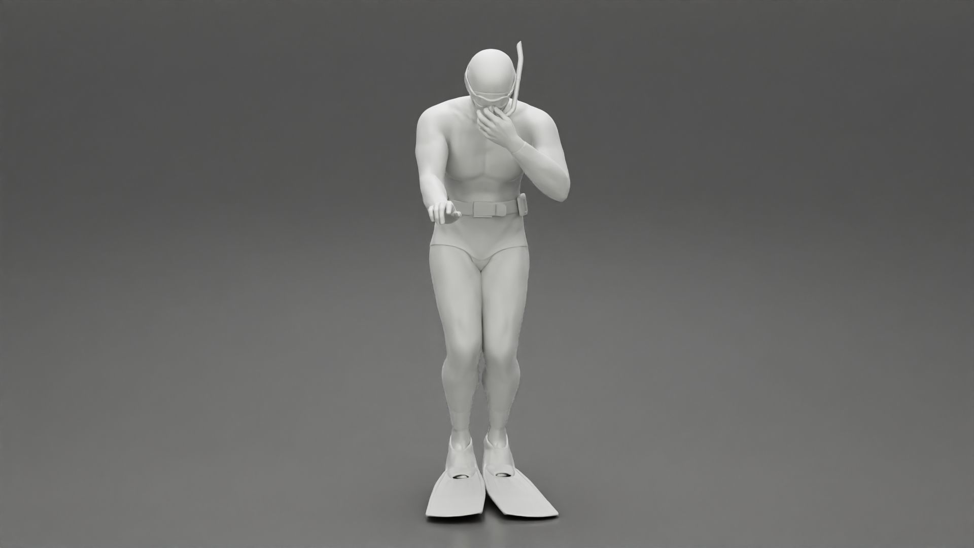 Scuba diver jumping from the boat in water 3D print model_7