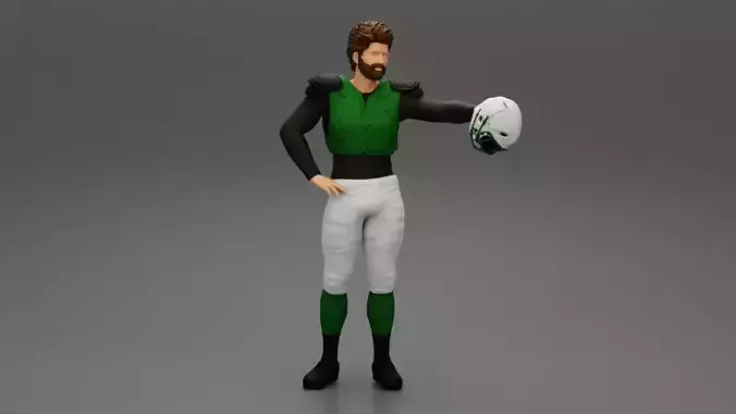 Rugby player holding a helmet in hands 3D print model