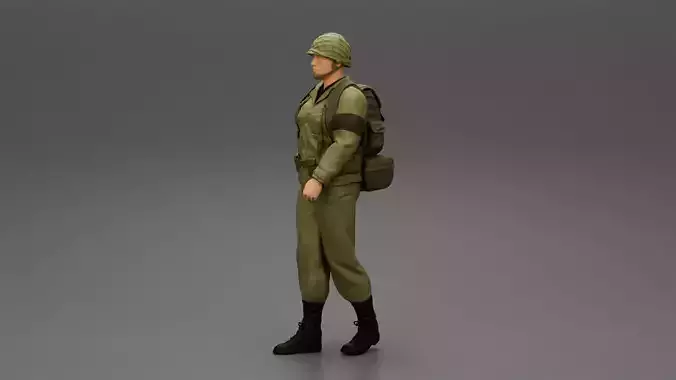 Soldier carrying a backpack 3D print model