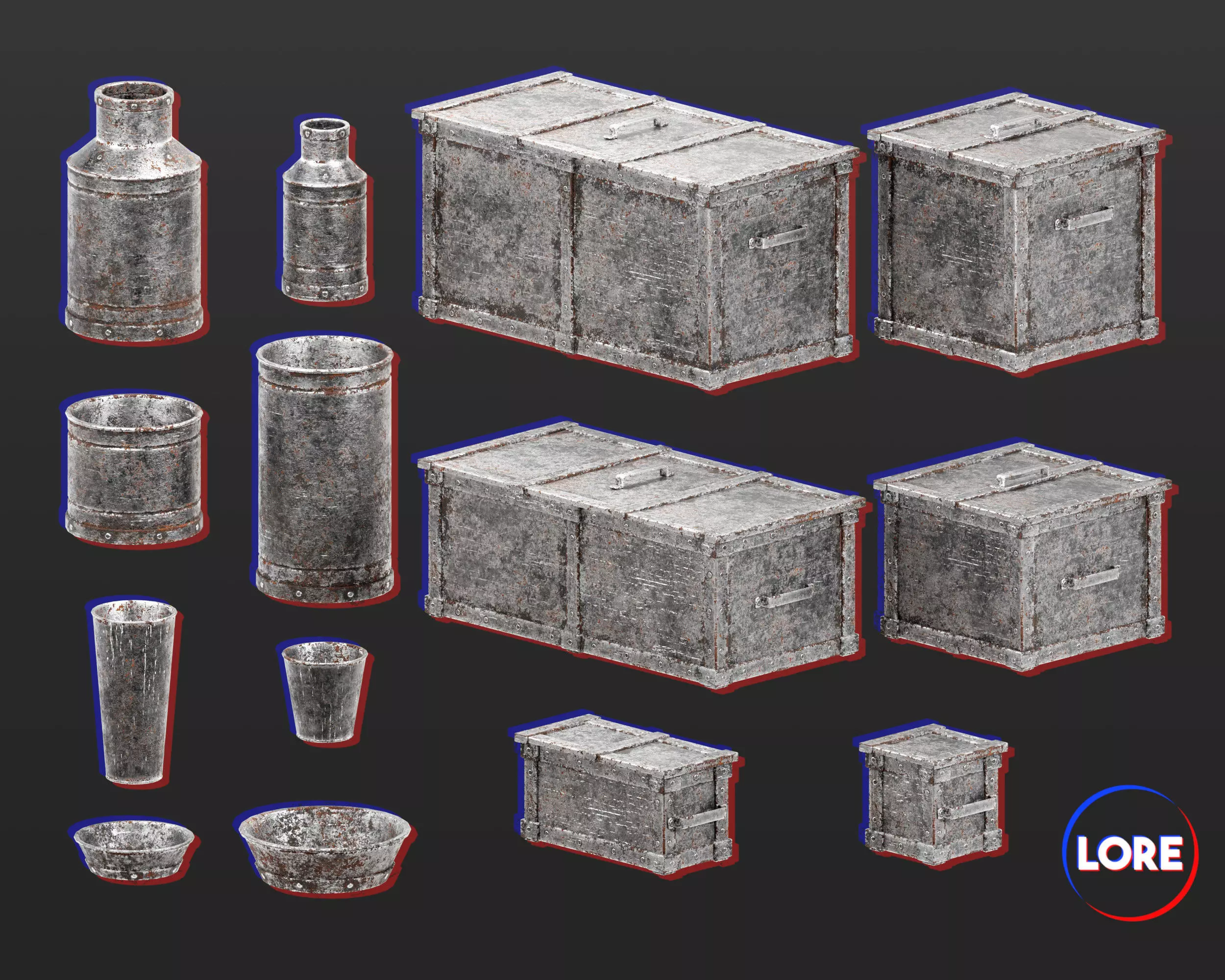 Medieval Collection Containers Metal Crates and Cans _0