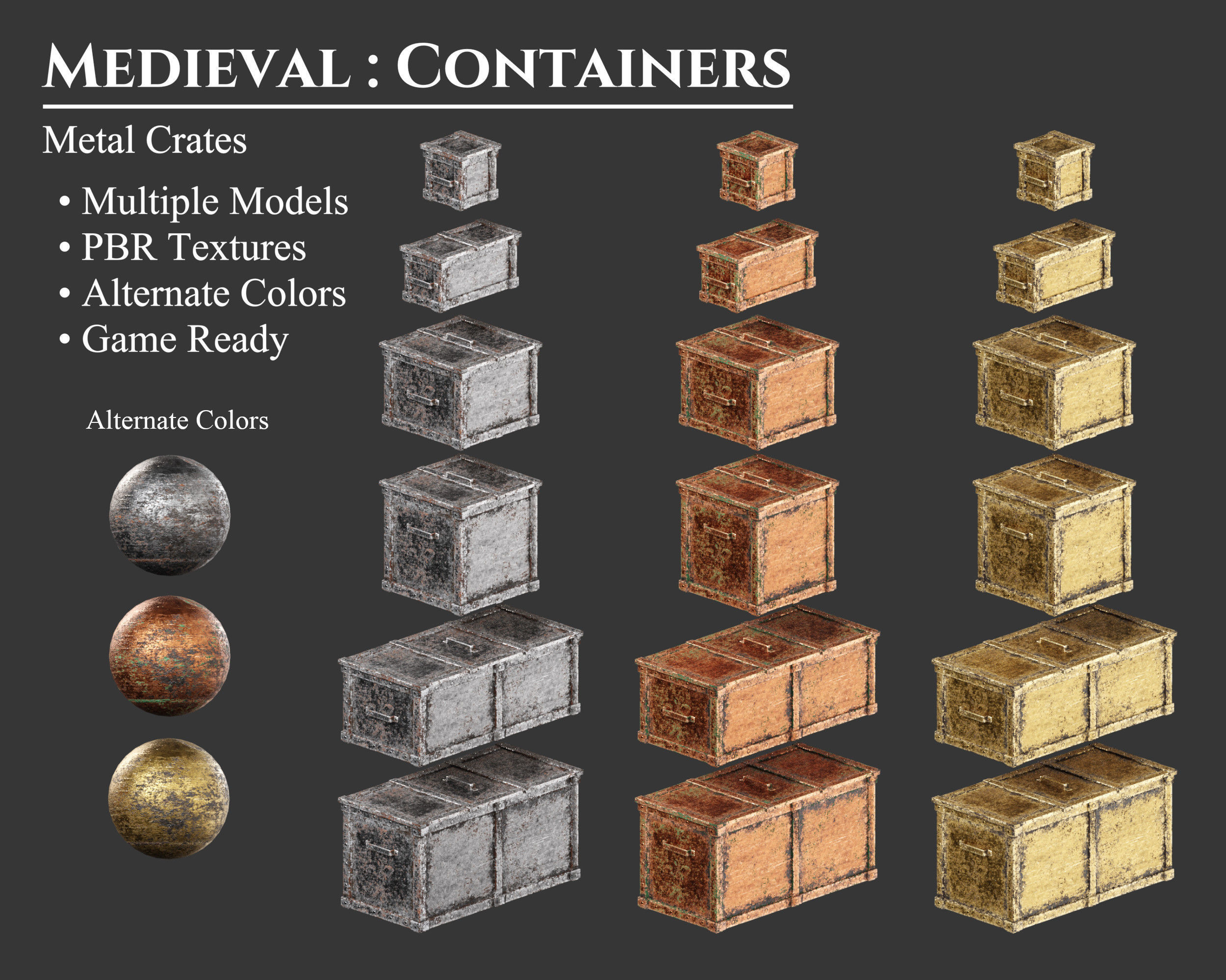 Medieval Collection Containers Metal Crates and Cans _3