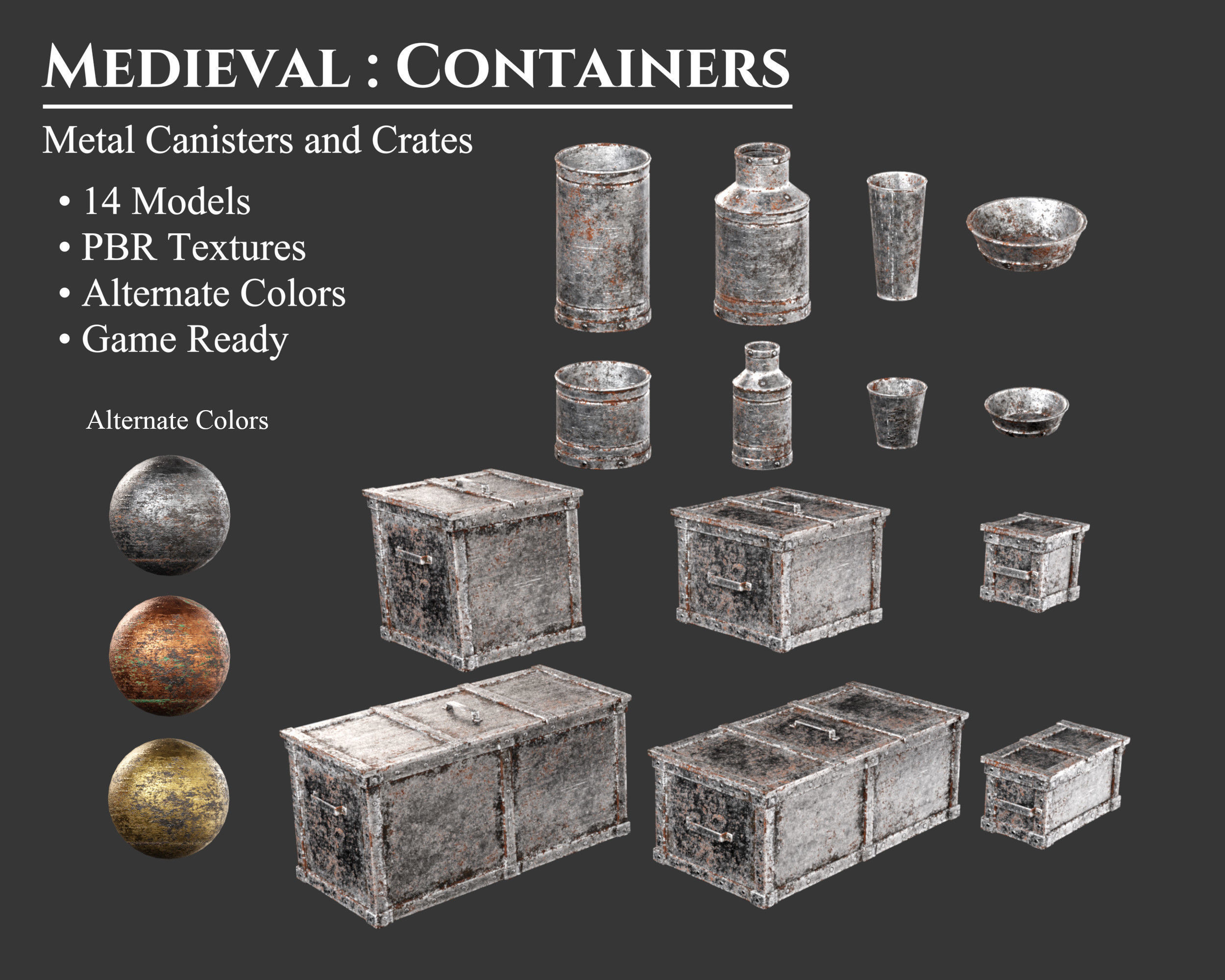 Medieval Collection Containers Metal Crates and Cans _1