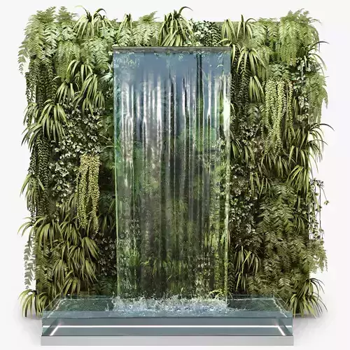 Wall Plants with waterfall 3D model