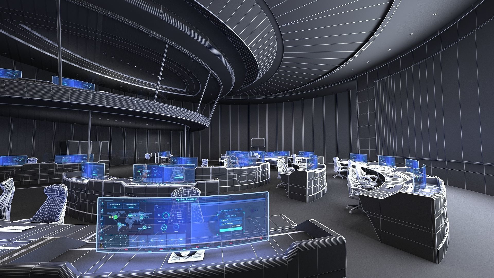 monitoring Center Command Center 3D model_14