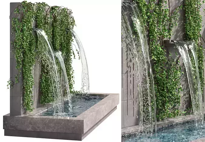 Waterfalls with ivy  3D model