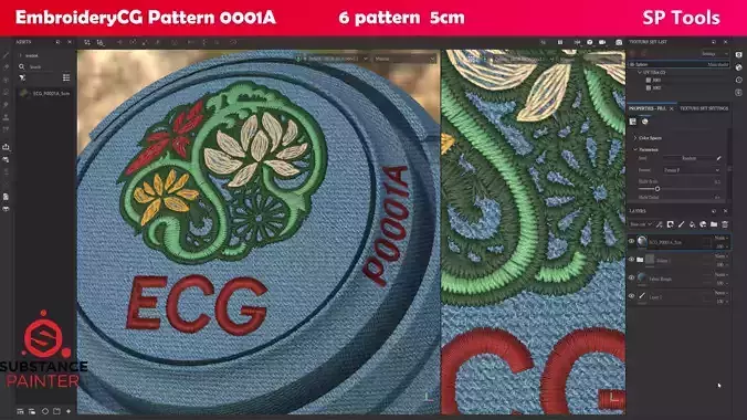 EmbroideryCG Pattern 0001A substance painter tools Texture
