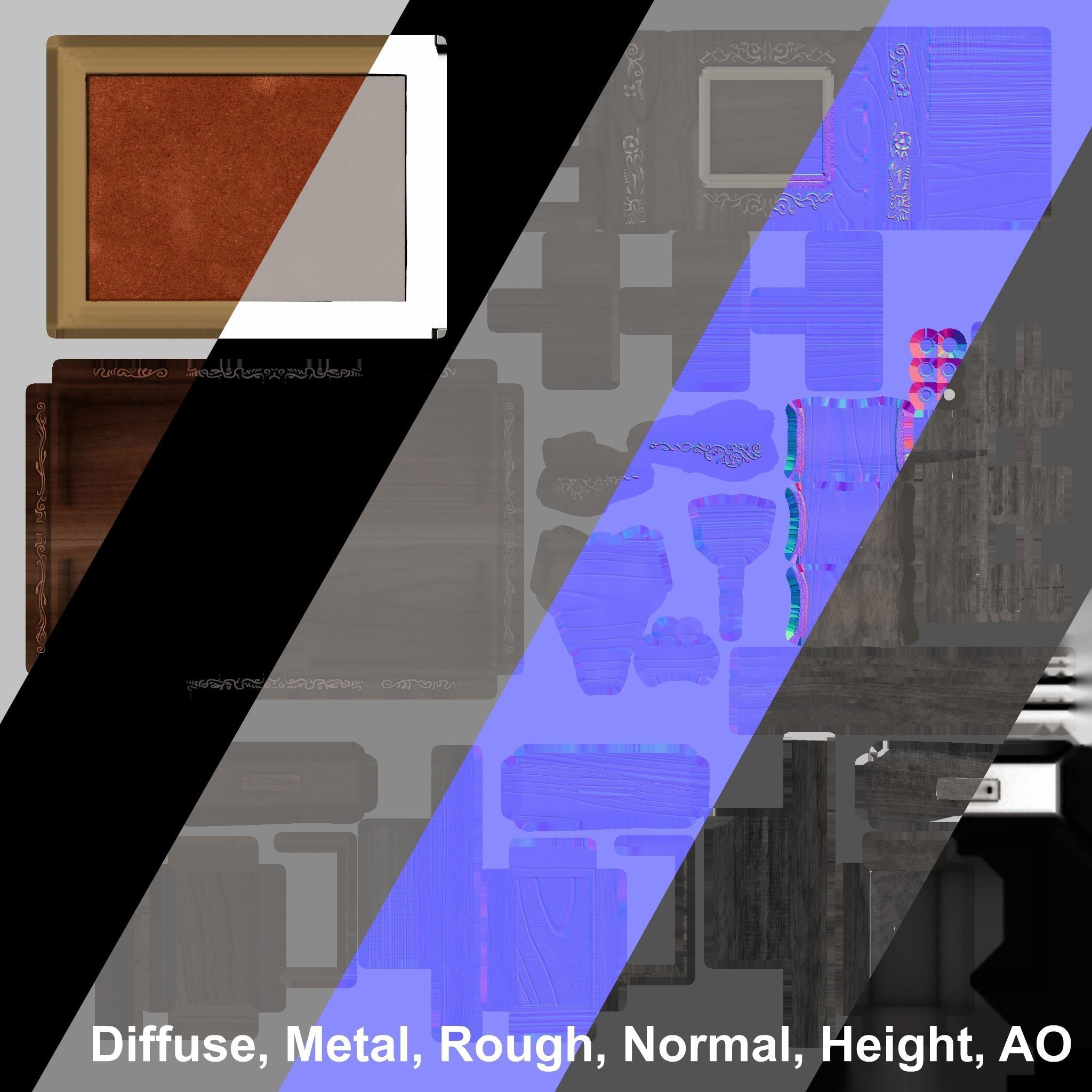 Medieval Small Cupboard PBR Rigged Low-poly 3D model_11