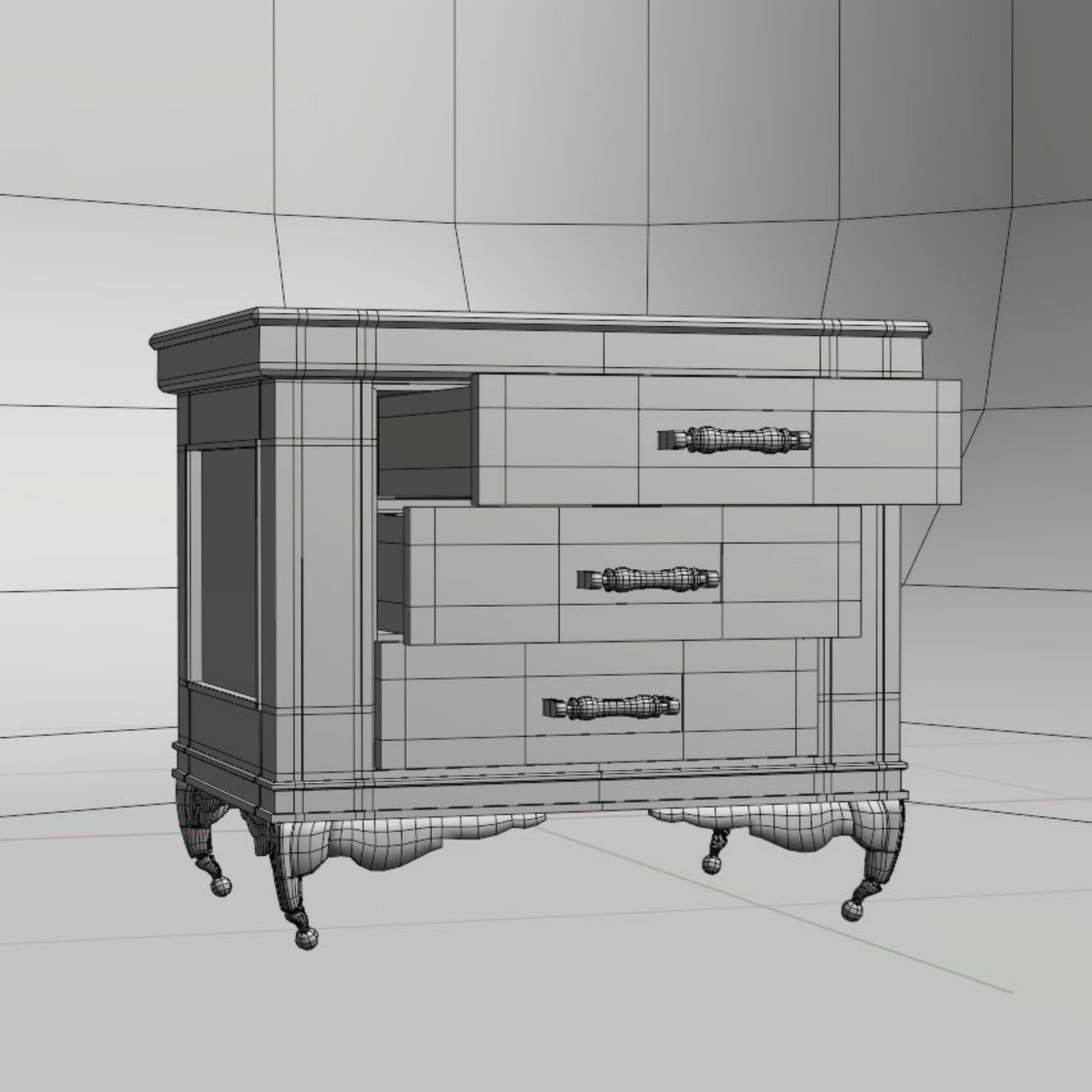 Medieval Small Cupboard PBR Rigged Low-poly 3D model_8