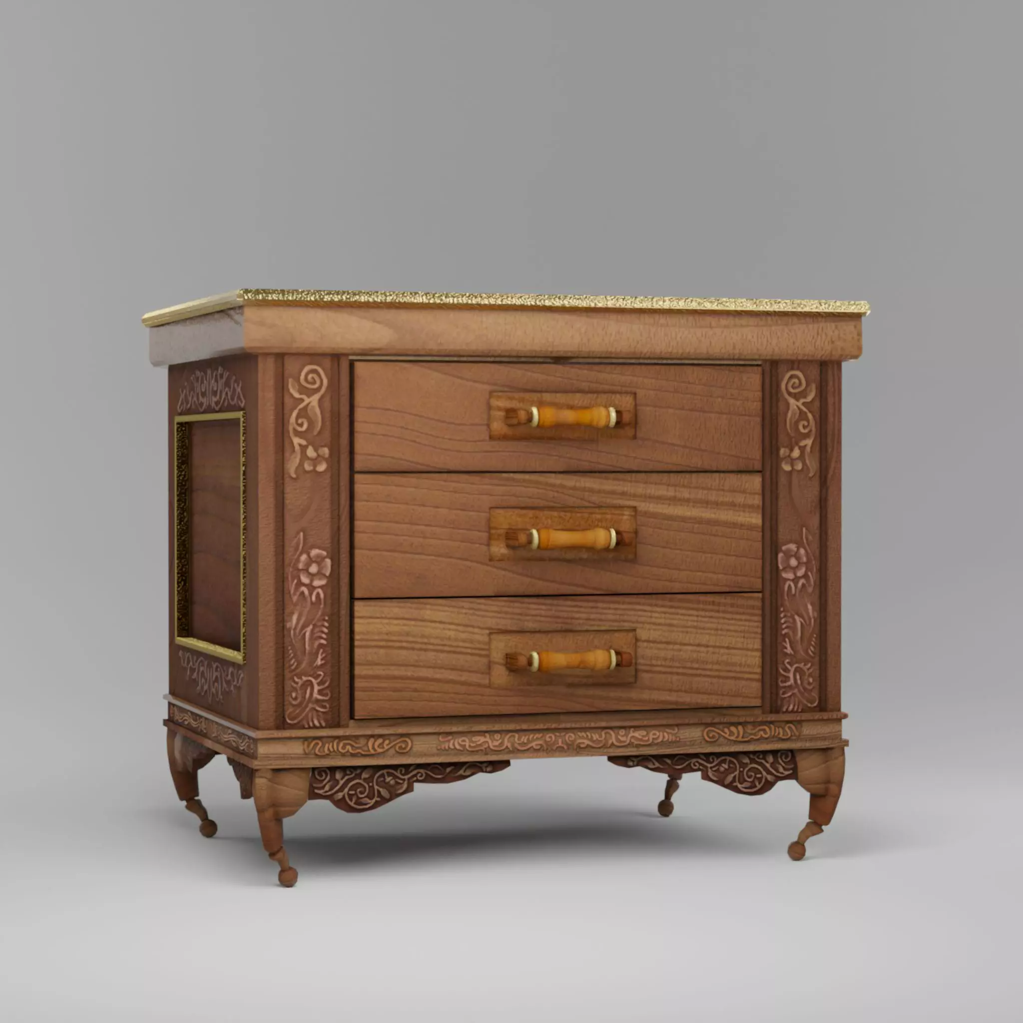 Medieval Small Cupboard PBR Rigged Low-poly 3D model_0