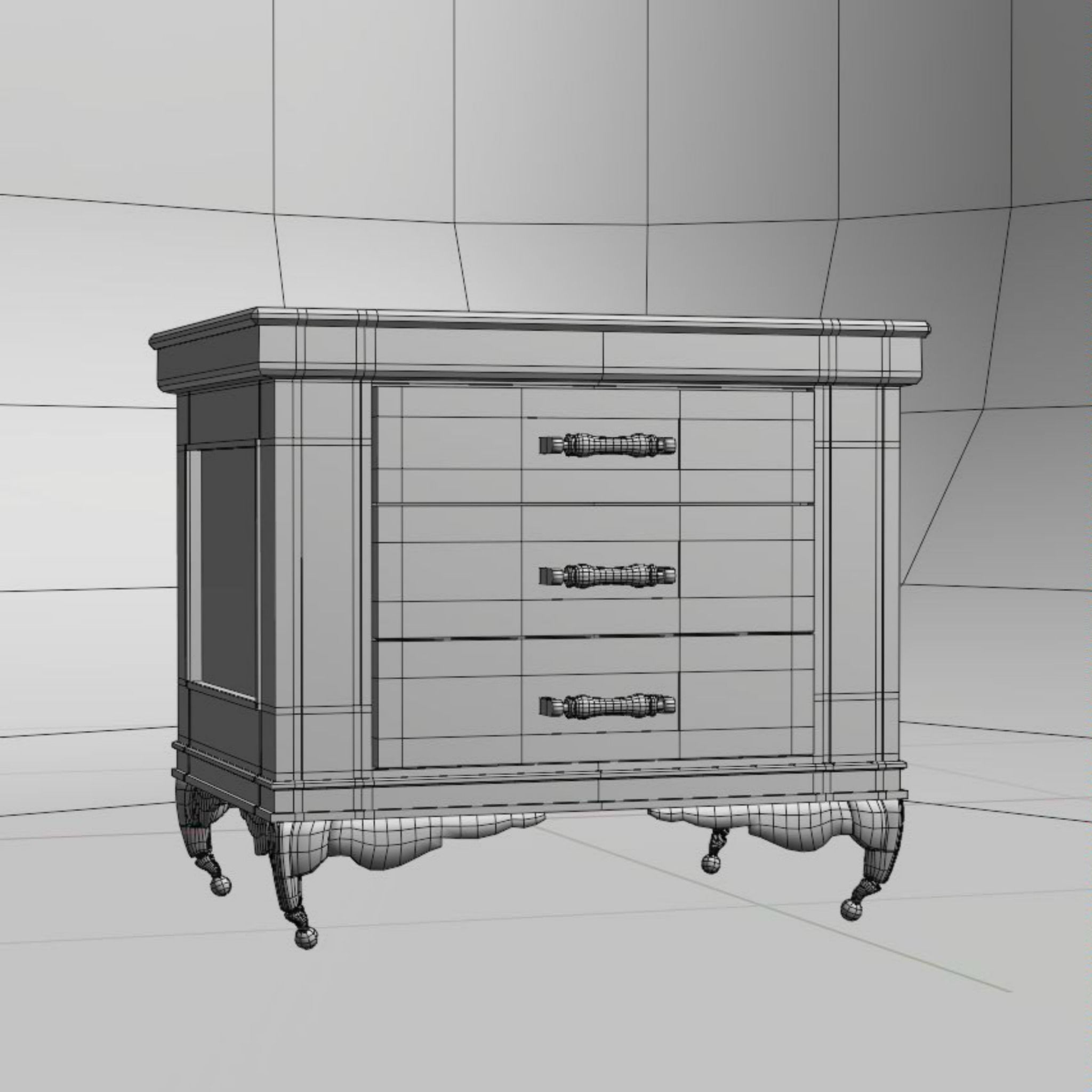Medieval Small Cupboard PBR Rigged Low-poly 3D model_7