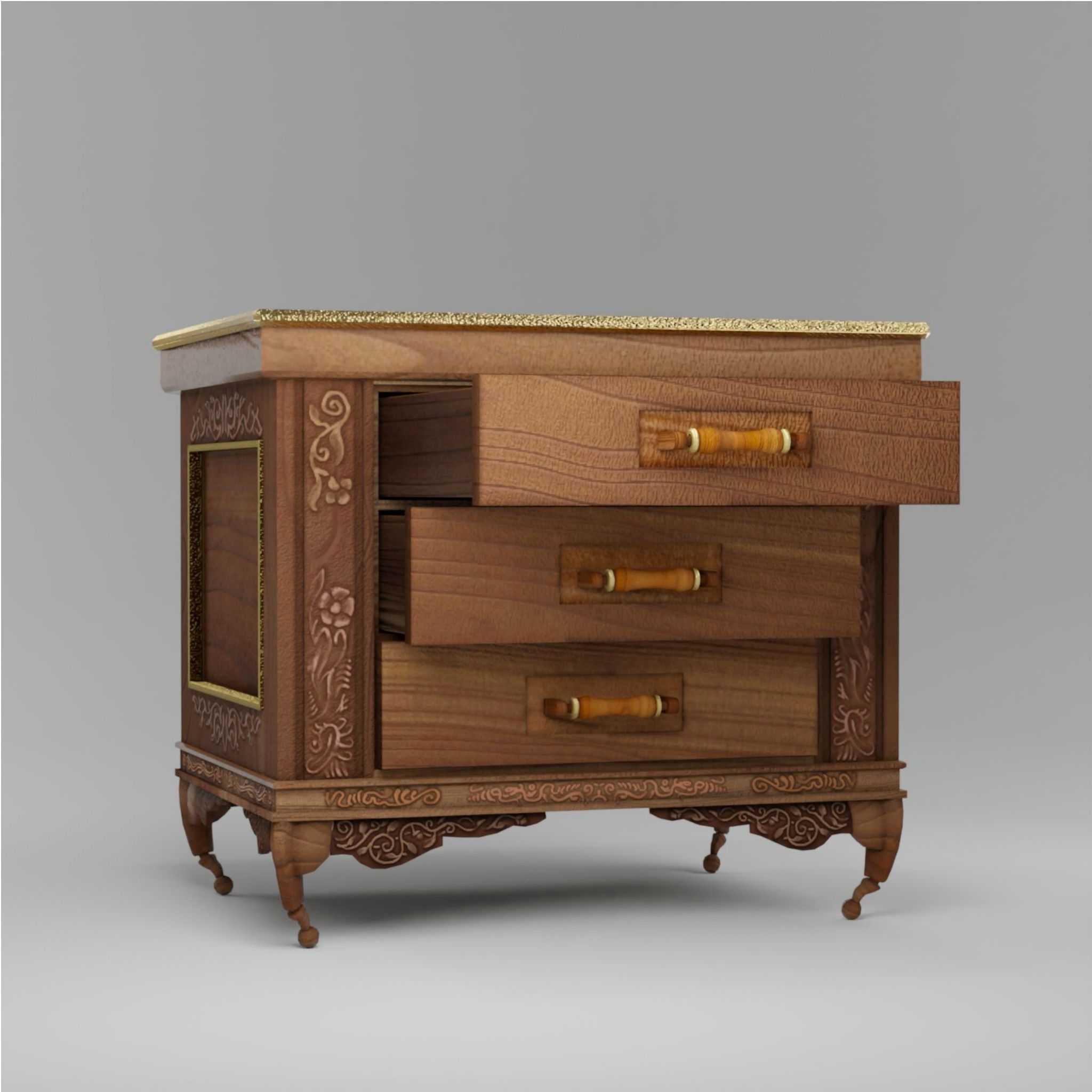 Medieval Small Cupboard PBR Rigged Low-poly 3D model_1