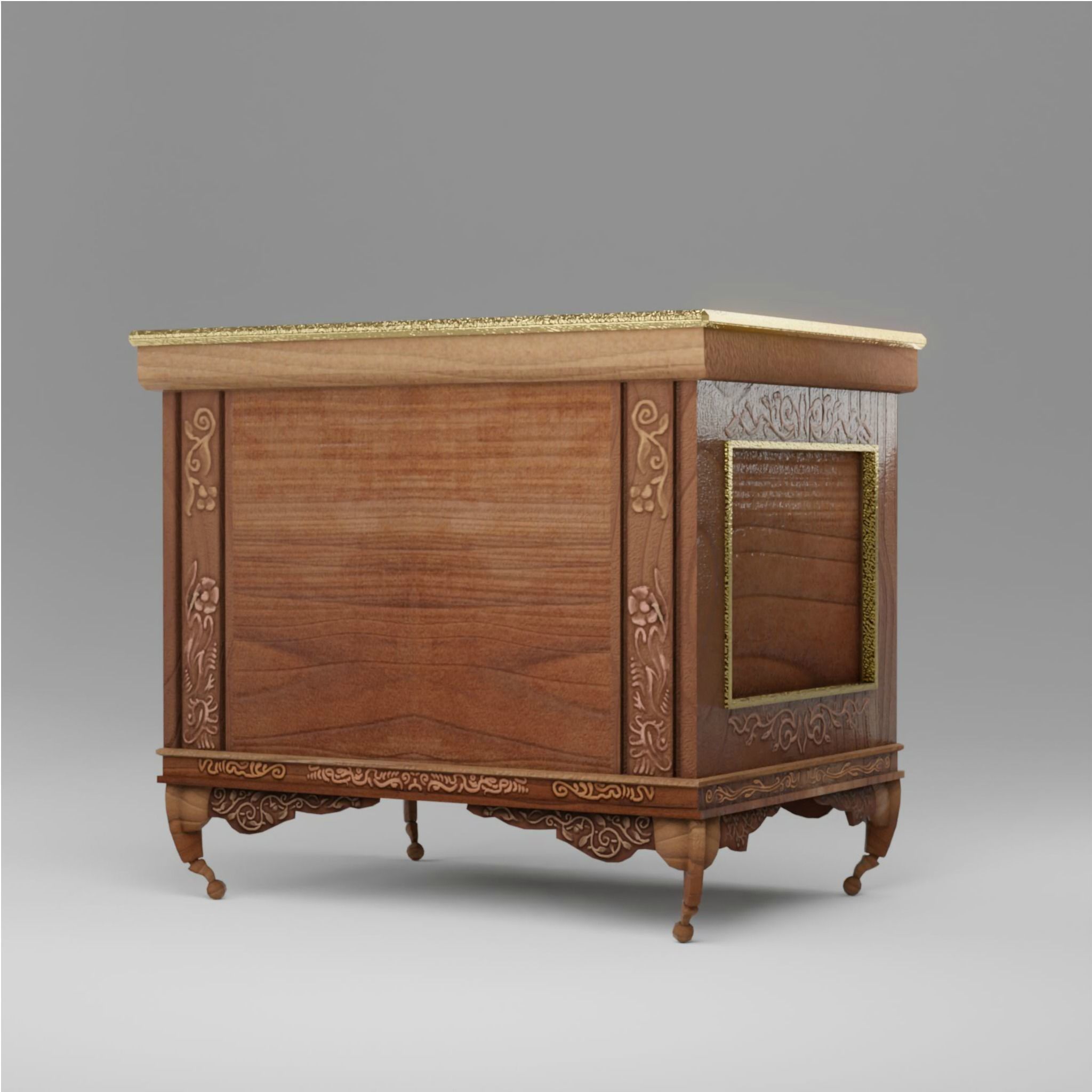 Medieval Small Cupboard PBR Rigged Low-poly 3D model_2