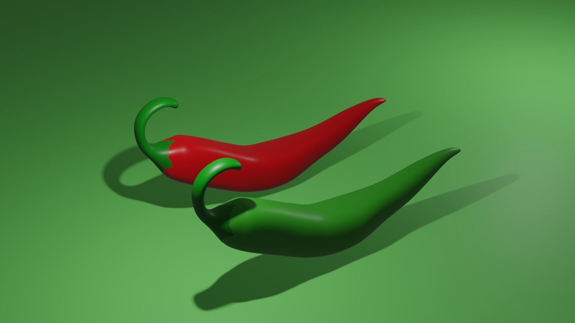 low Poly chili two peppers Low-poly 3D model_1