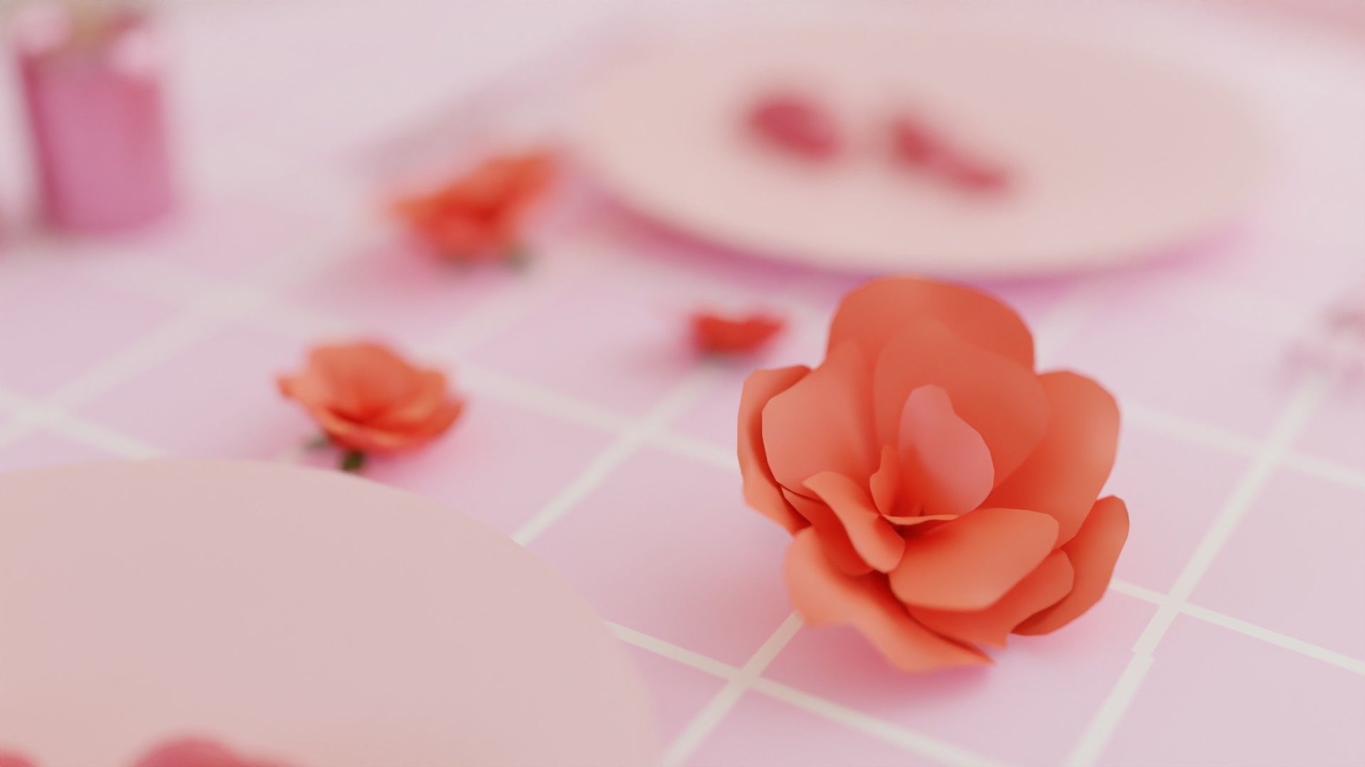 Romantic cute table 3D model_2