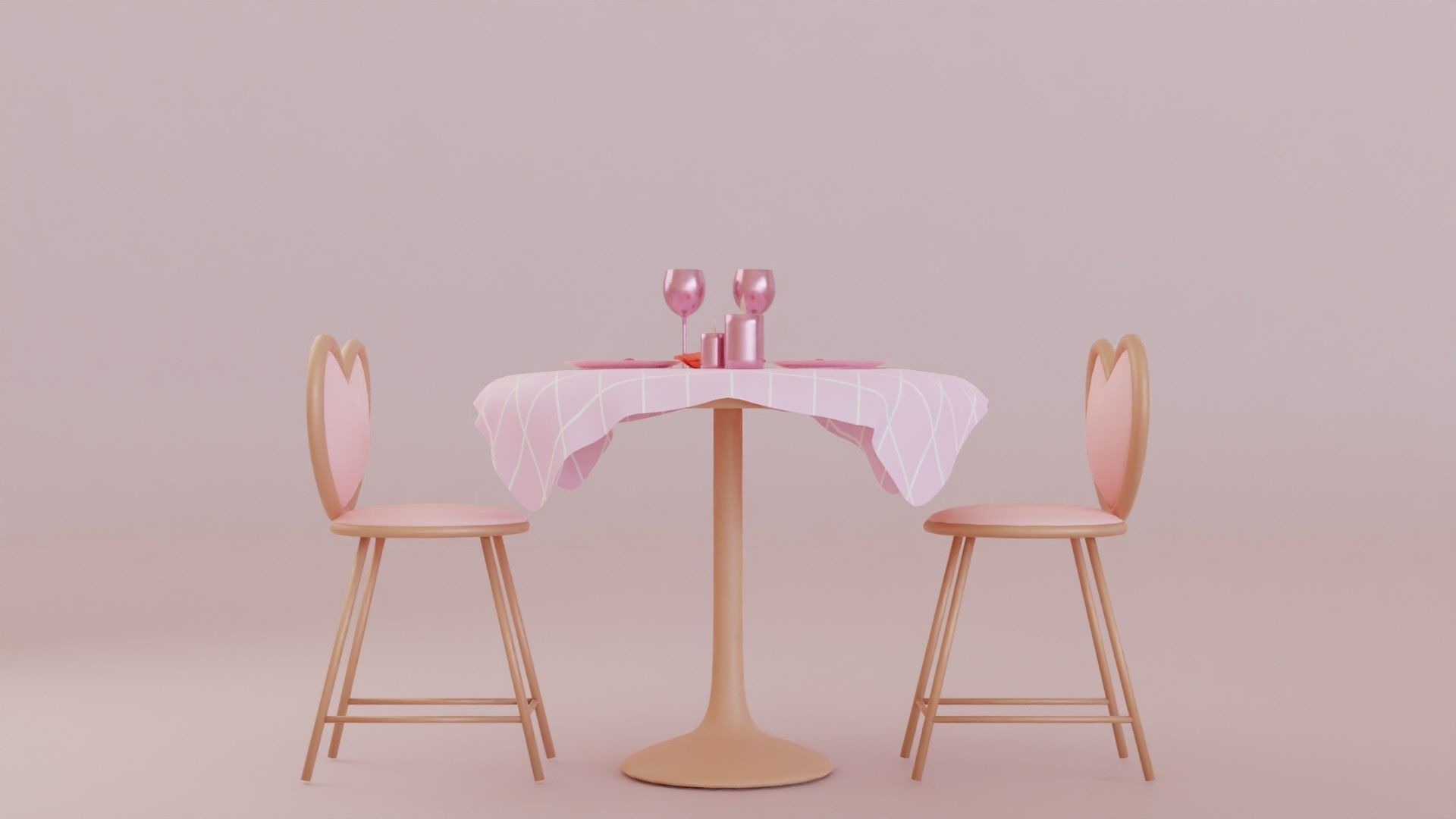 Romantic cute table 3D model_1