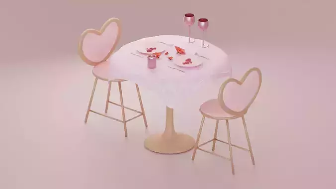 Romantic cute table 3D model