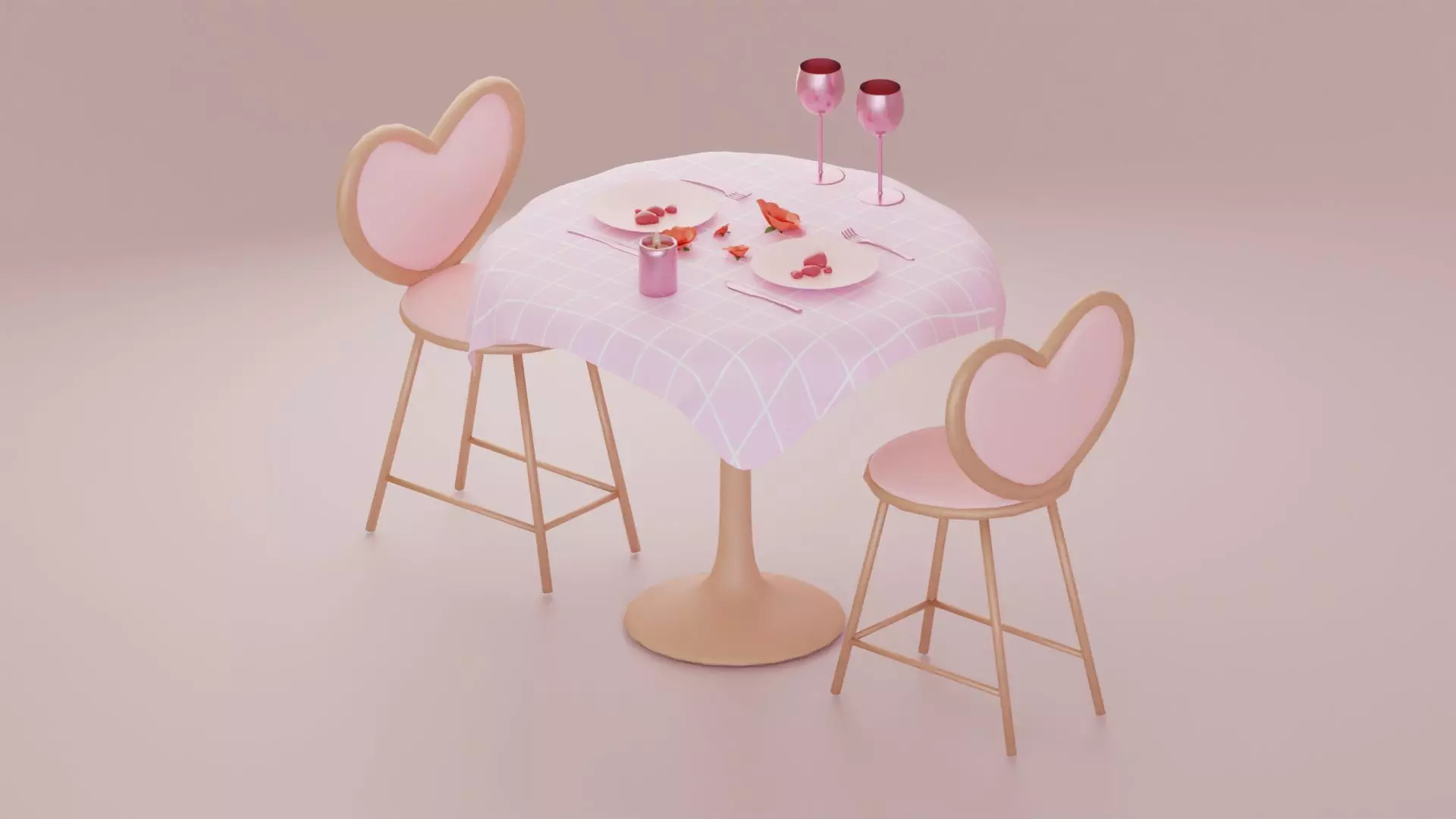 Romantic cute table 3D model_0