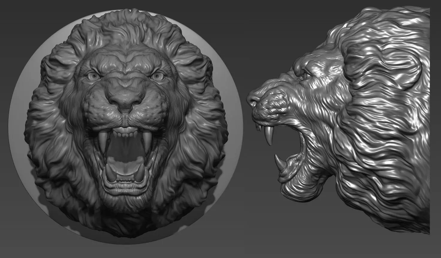 Lion grin roar 3D print model_0