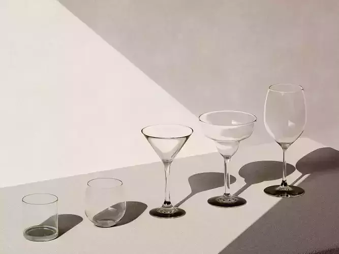 Low-Poly Glass wine glasses - Low-poly 3D model