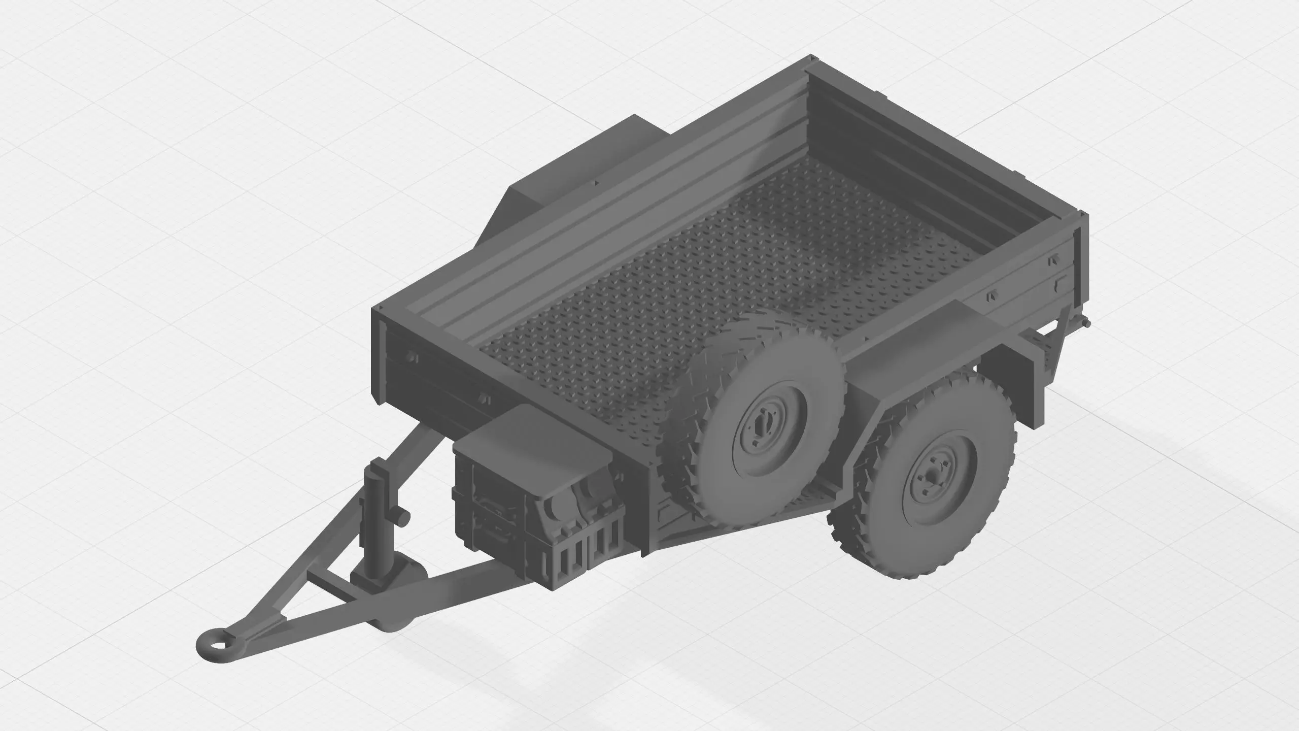 Military trailer with open bed and canopy - New Zealand Military 3D print model_0