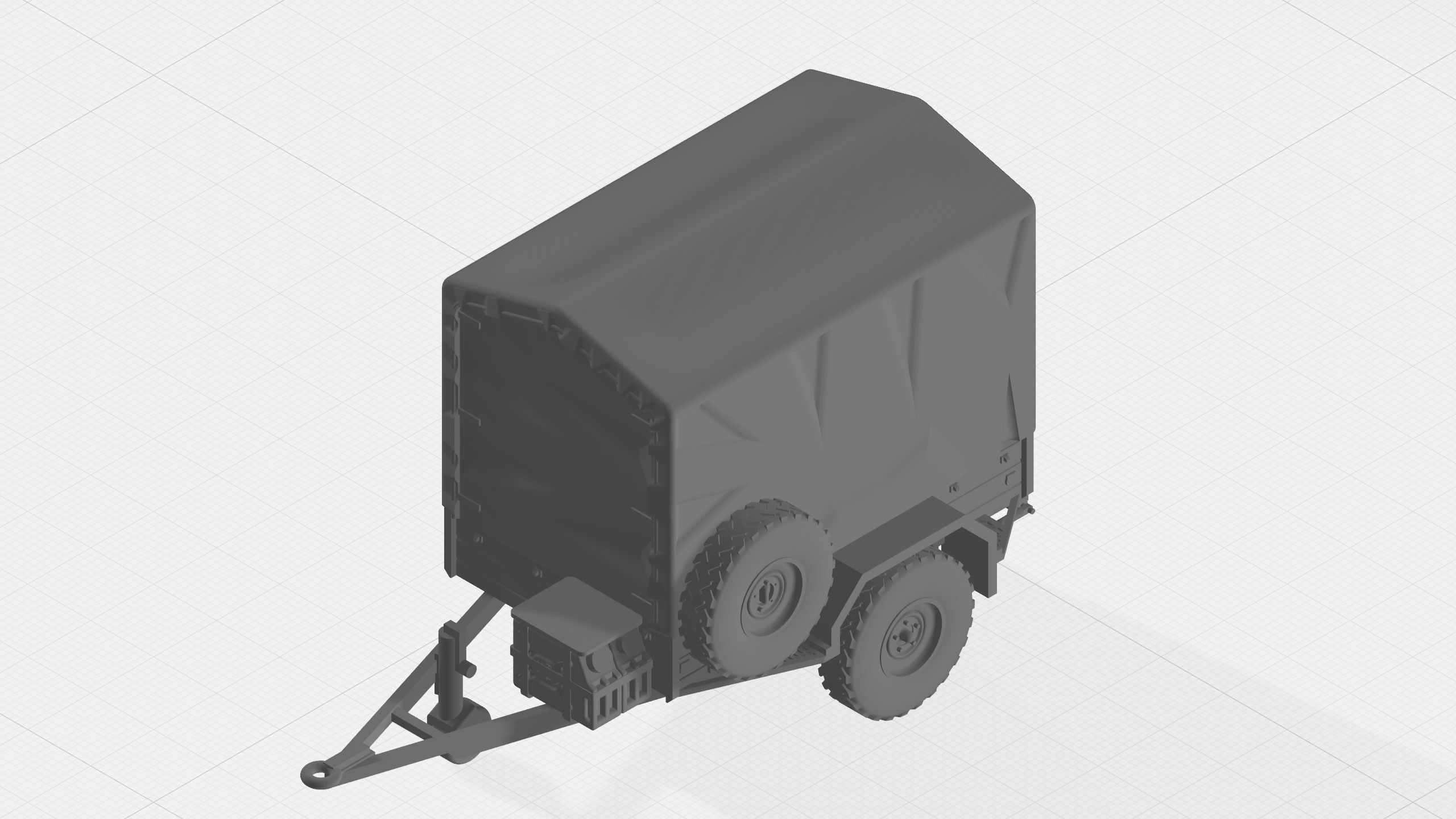 Military trailer with open bed and canopy - New Zealand Military 3D print model_1