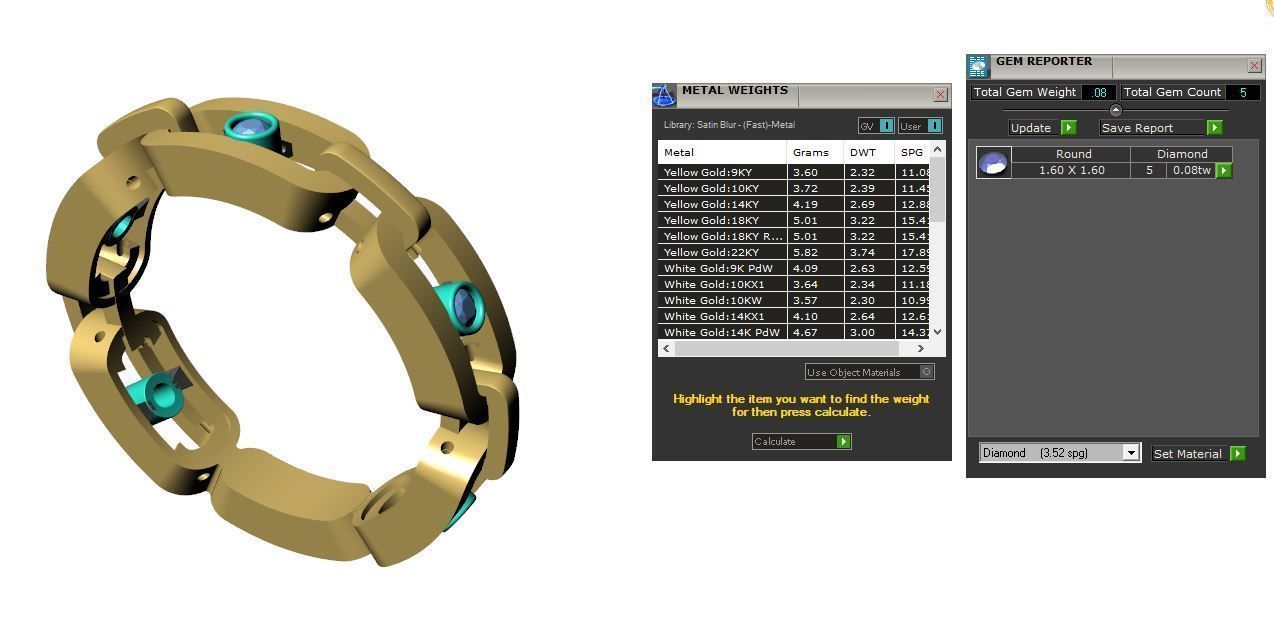 YELLOW GOLD DIAMOND RING MOVE UNO MULTI 3D print model_3