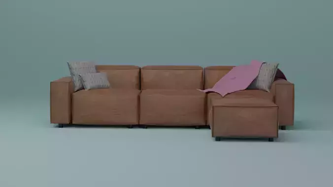 Brown Sofa with Ottoman