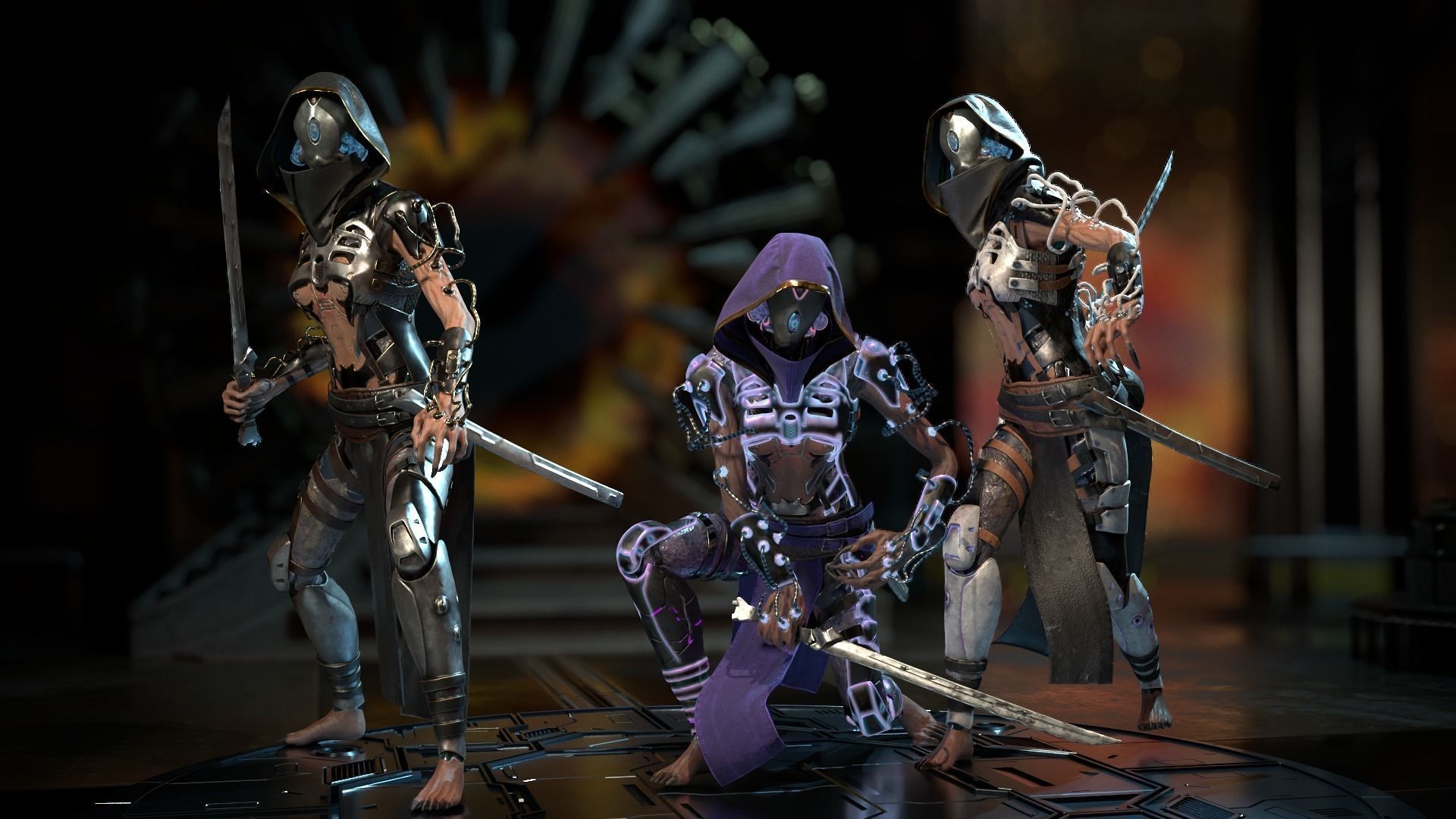 Biomechanical monster girl Low-poly 3D model_3