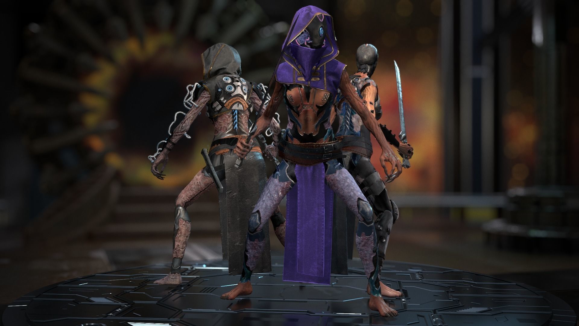 Biomechanical monster girl Low-poly 3D model_11