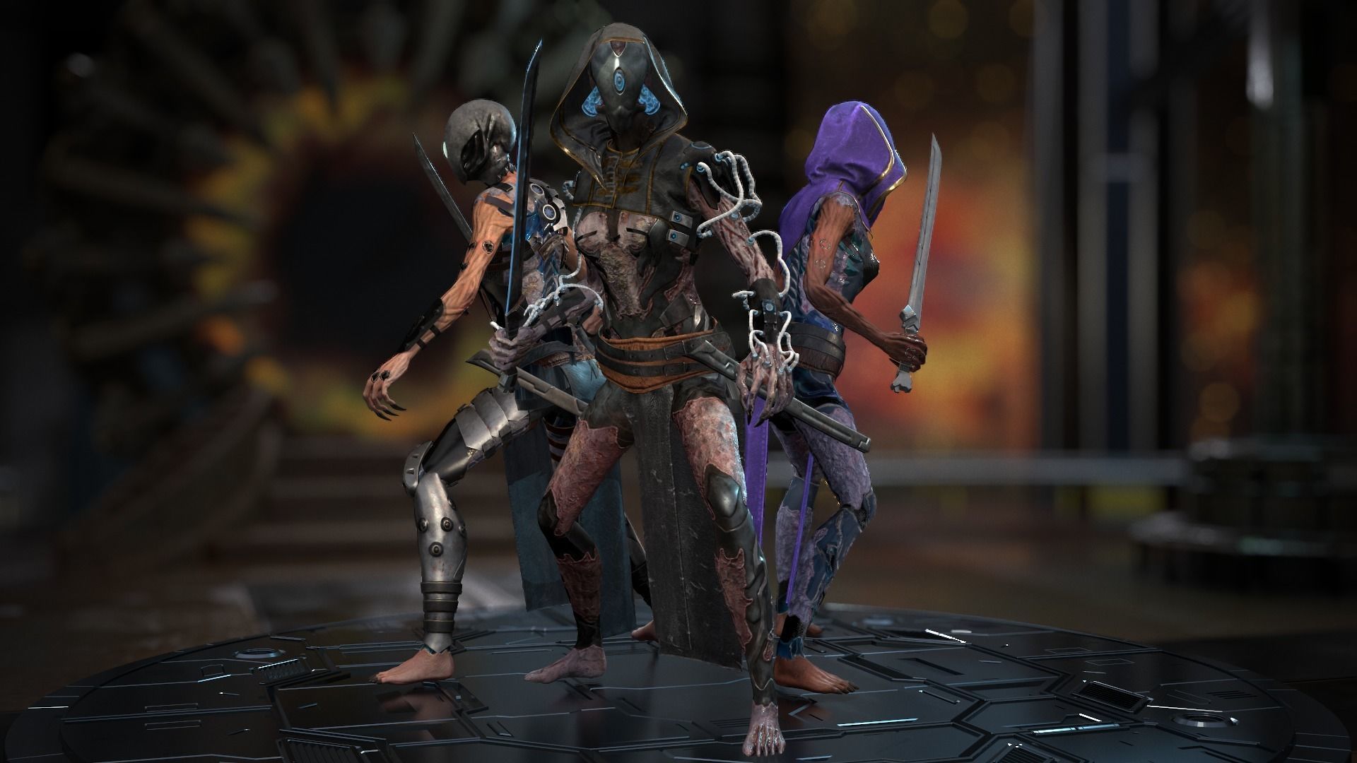 Biomechanical monster girl Low-poly 3D model_7