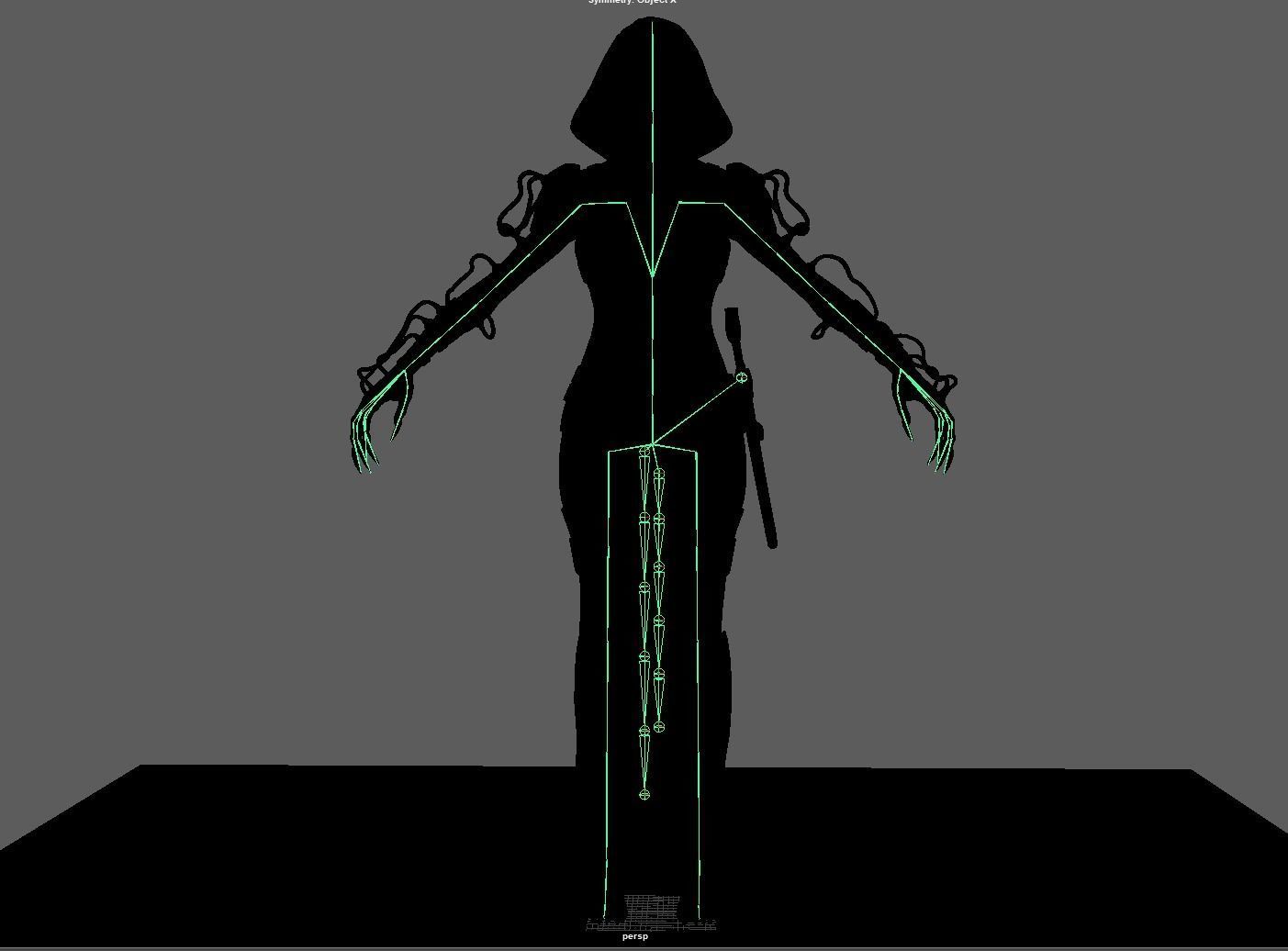 Biomechanical monster girl Low-poly 3D model_16