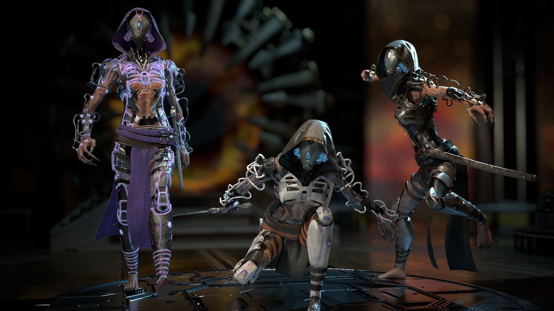 Biomechanical monster girl Low-poly 3D model_5