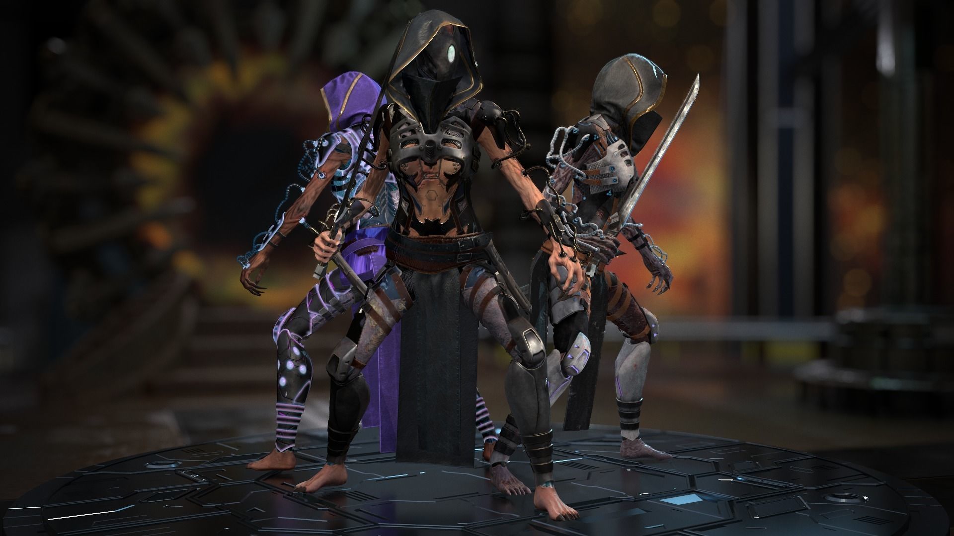 Biomechanical monster girl Low-poly 3D model_8