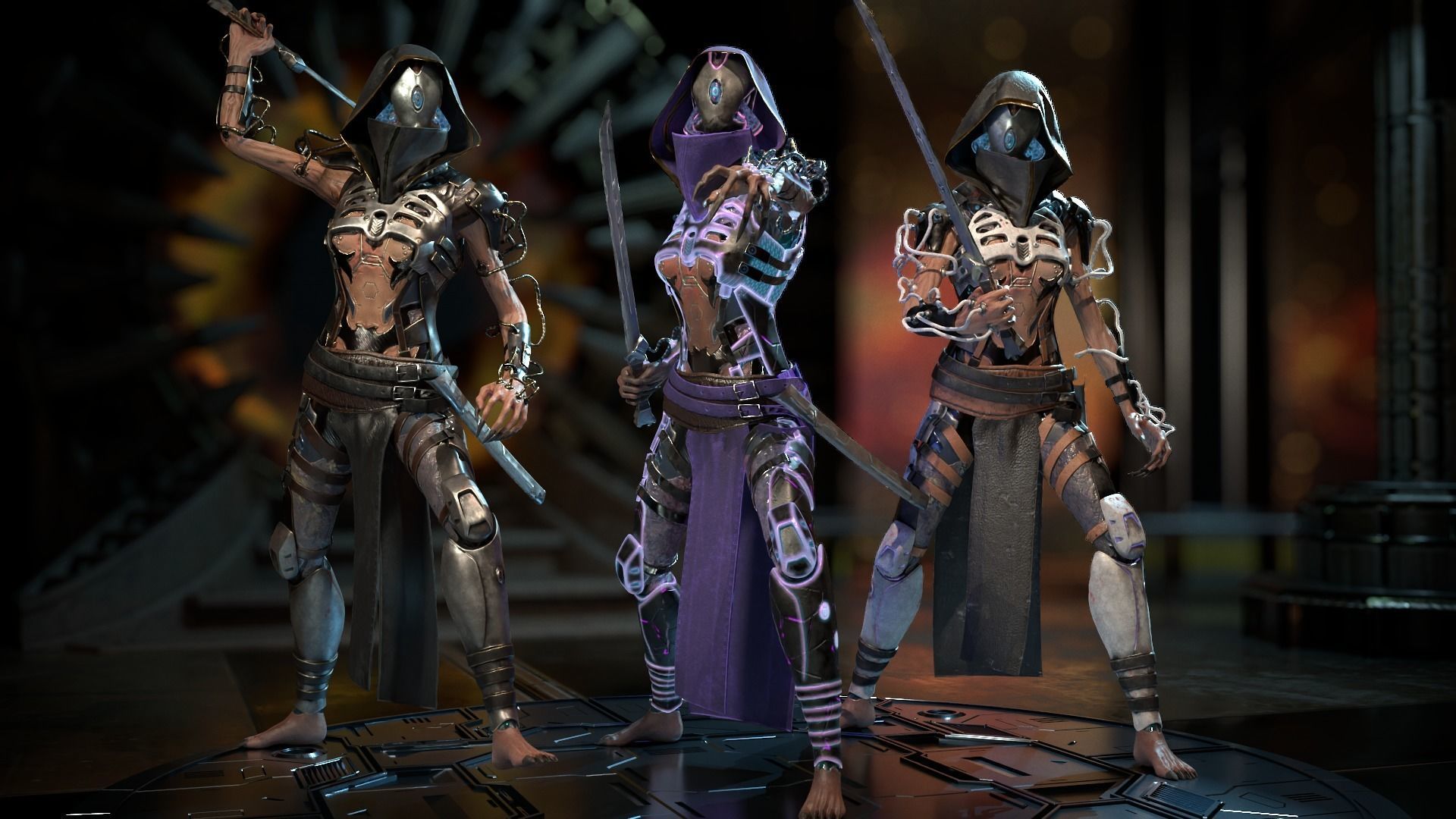 Biomechanical monster girl Low-poly 3D model_2