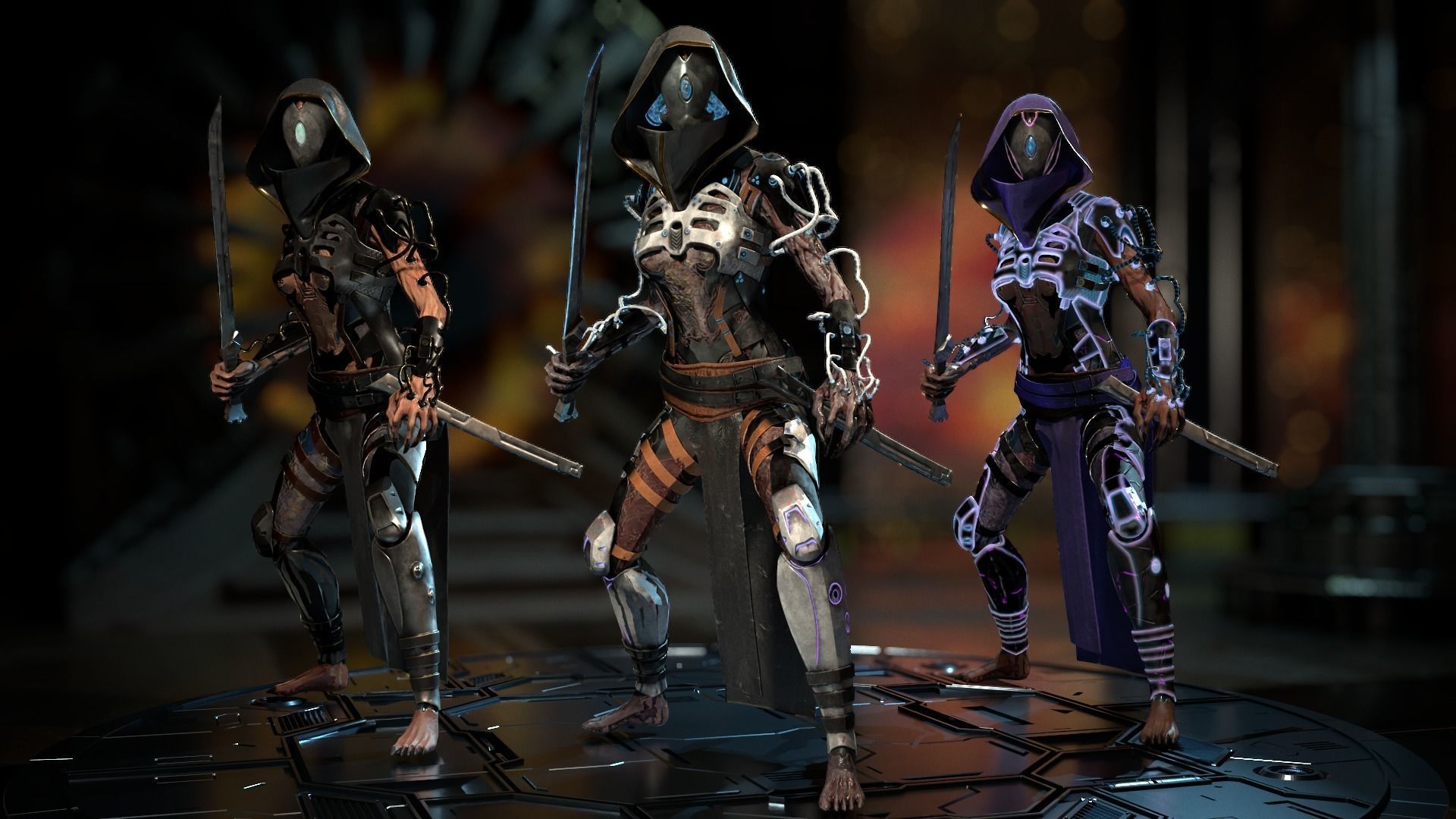 Biomechanical monster girl Low-poly 3D model_9