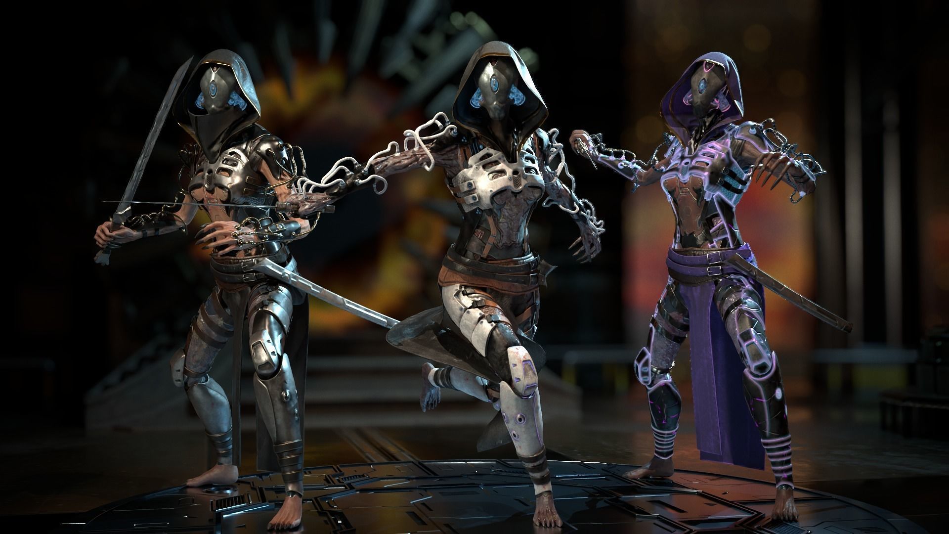 Biomechanical monster girl Low-poly 3D model_4