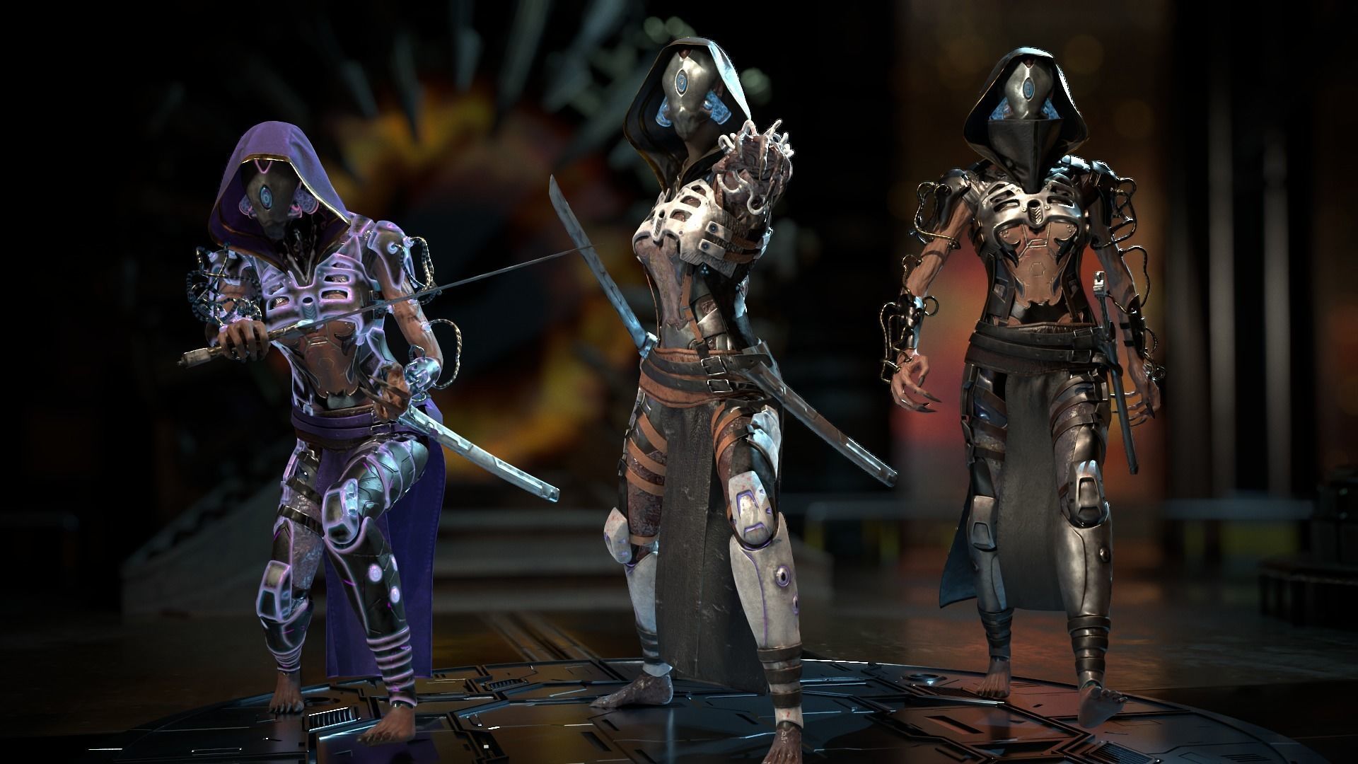 Biomechanical monster girl Low-poly 3D model_6