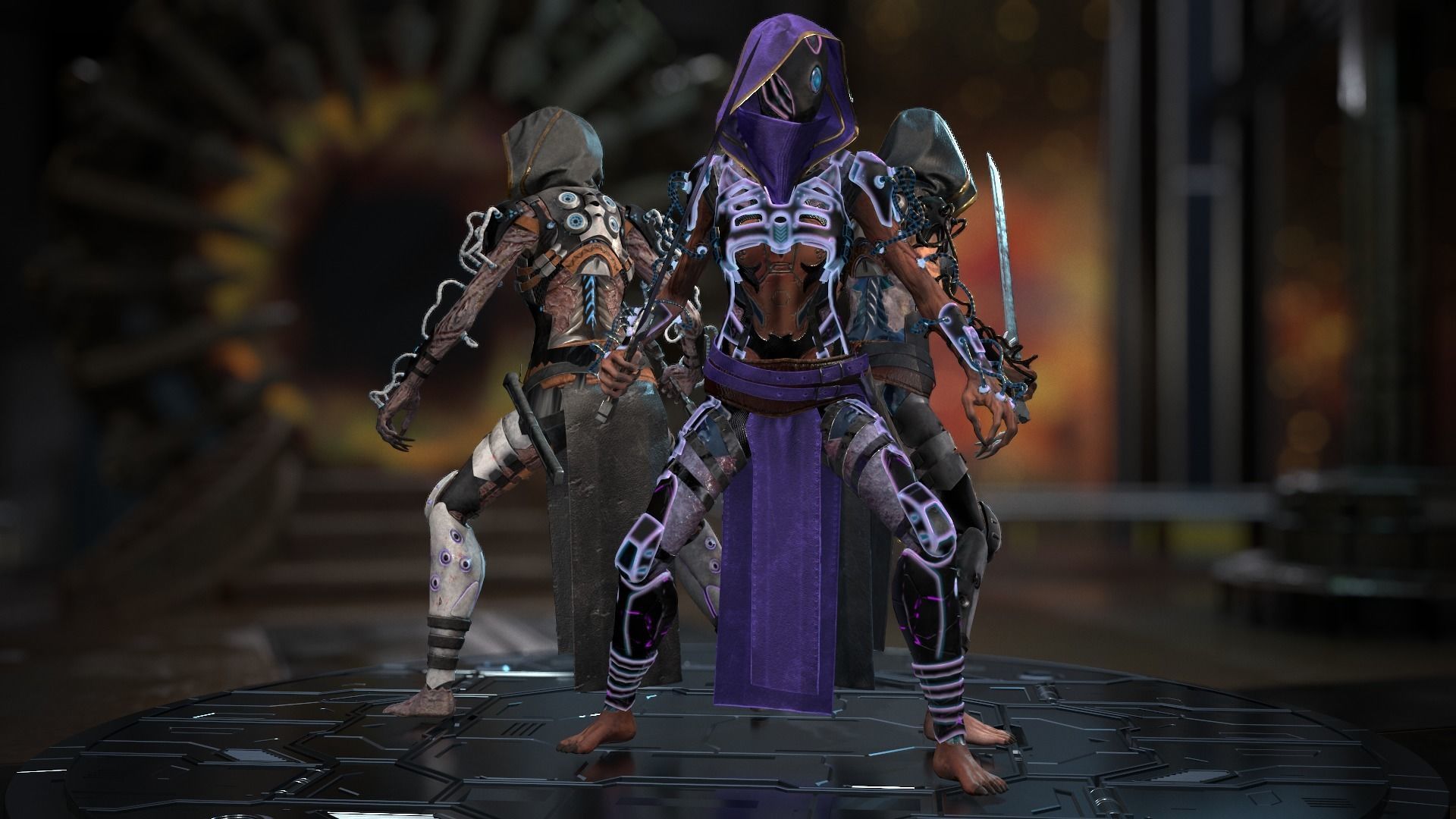 Biomechanical monster girl Low-poly 3D model_10